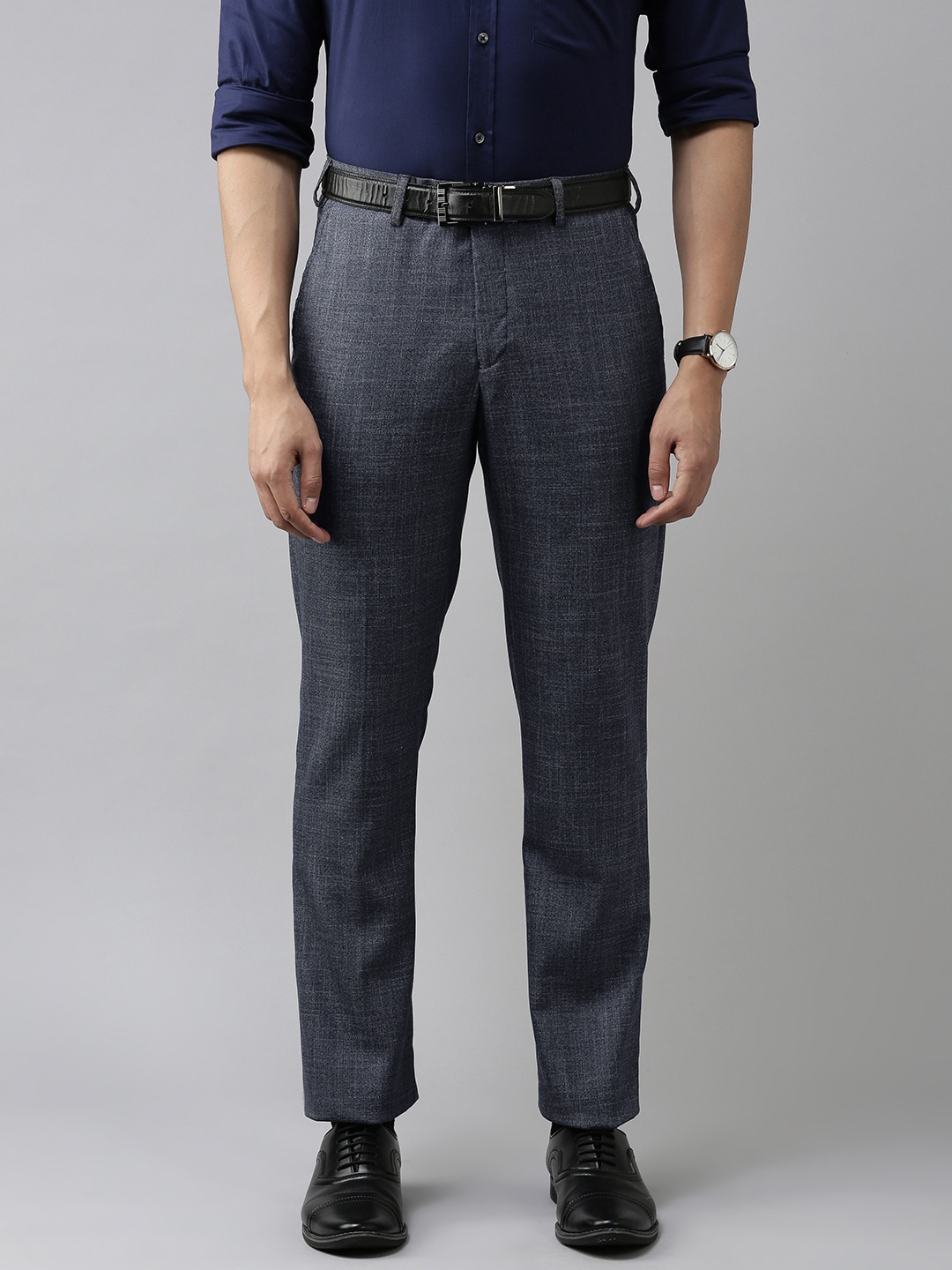 

Park Avenue Men Navy Blue Smart Fit Formal Trousers