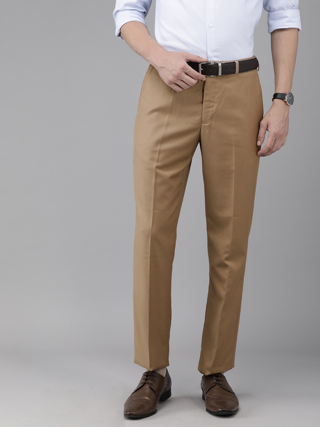 

Park Avenue Men Khaki Smart Fit Formal Trousers