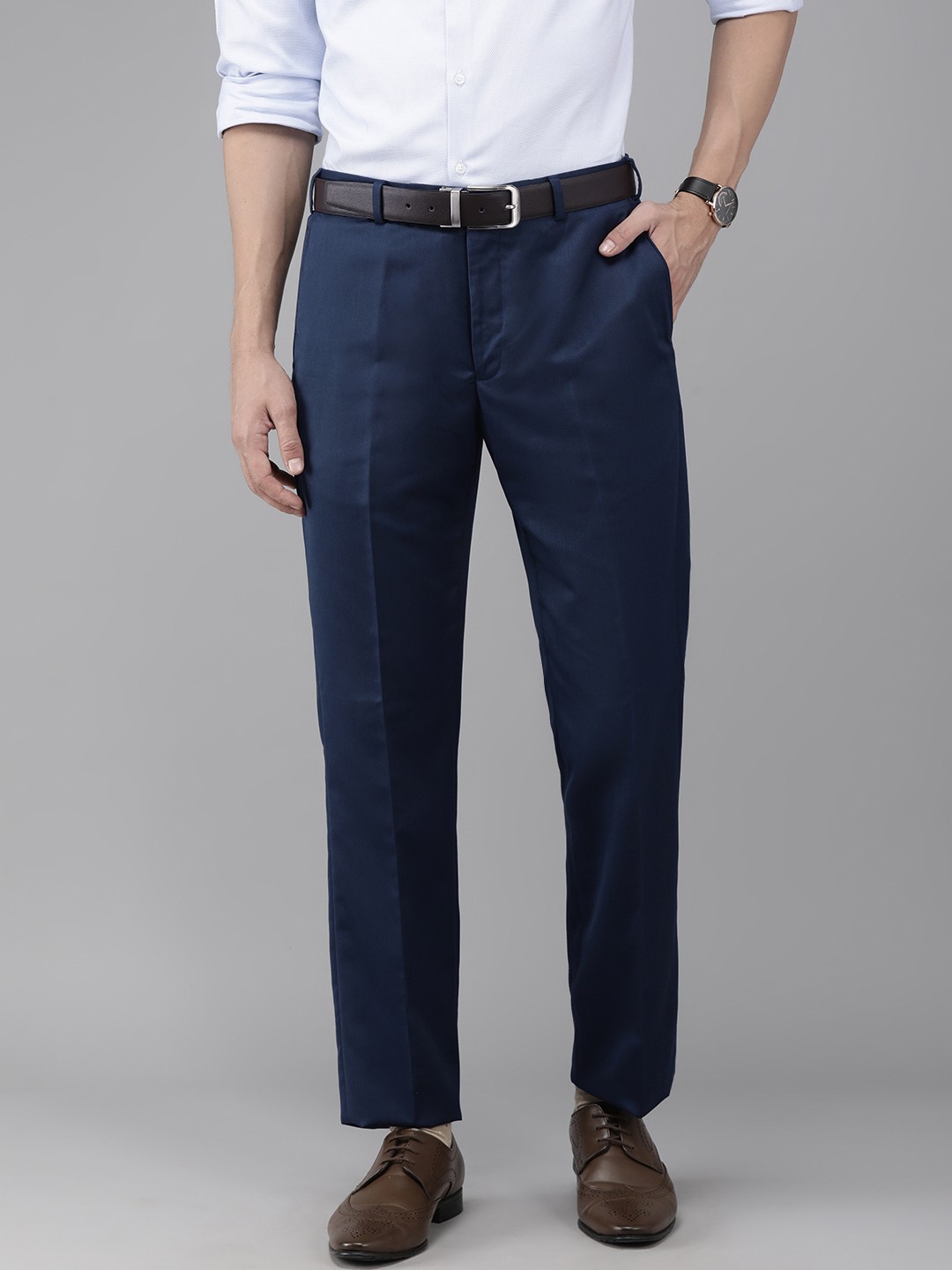 

Park Avenue Men Navy Blue Smart Fit Formal Trousers