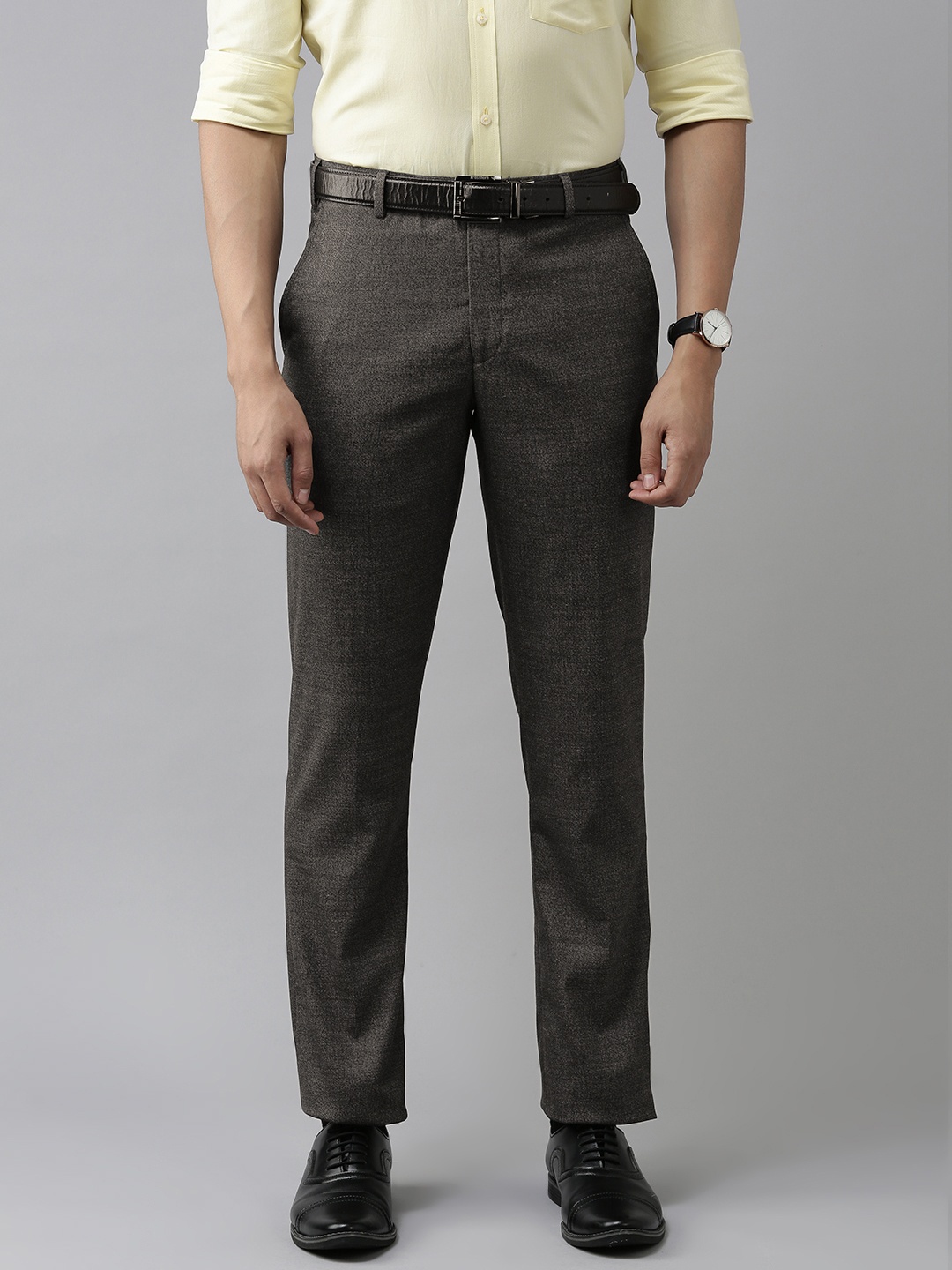 

Park Avenue Men Charcoal Grey Smart Formal Trousers
