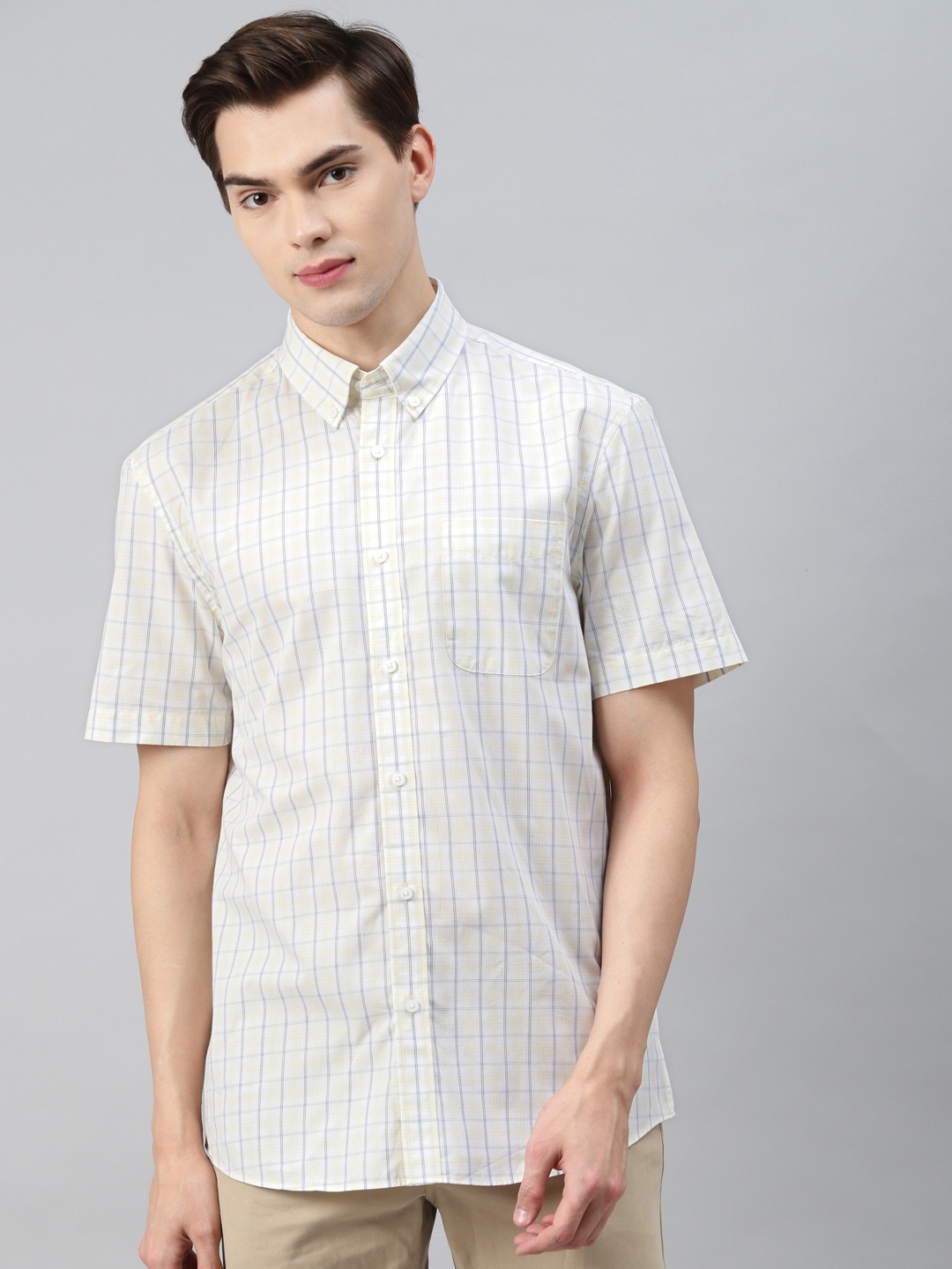 

Marks & Spencer Men Yellow Gingham Checks Checked Casual Shirt