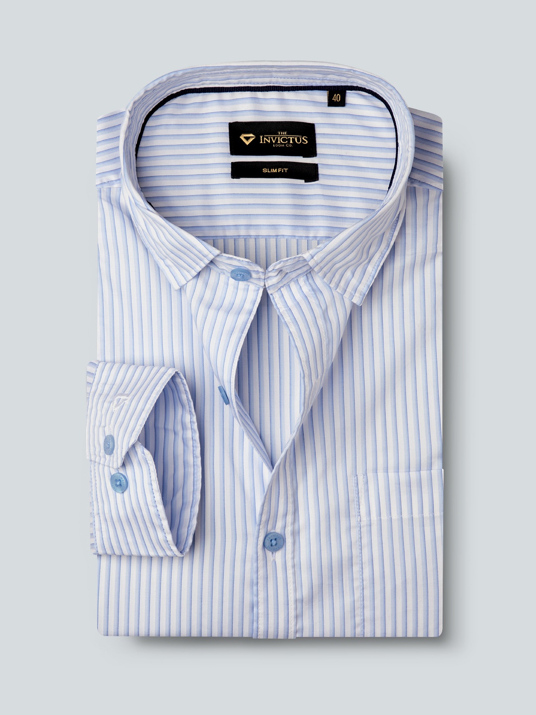 

INVICTUS Men Blue & White Slim Fit Striped Shirt
