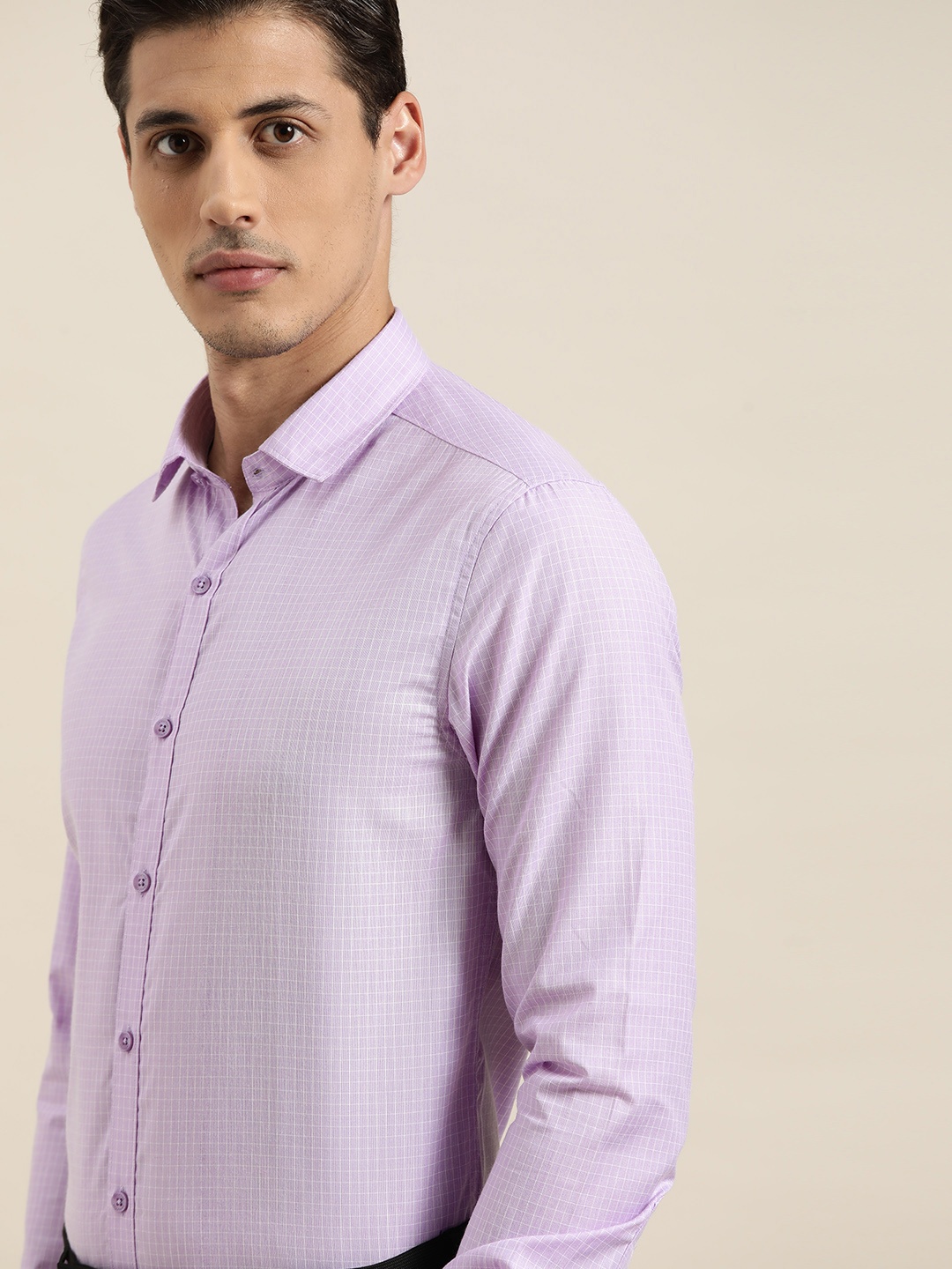 

INVICTUS Men Purple Slim Fit Grid Checked Formal Shirt