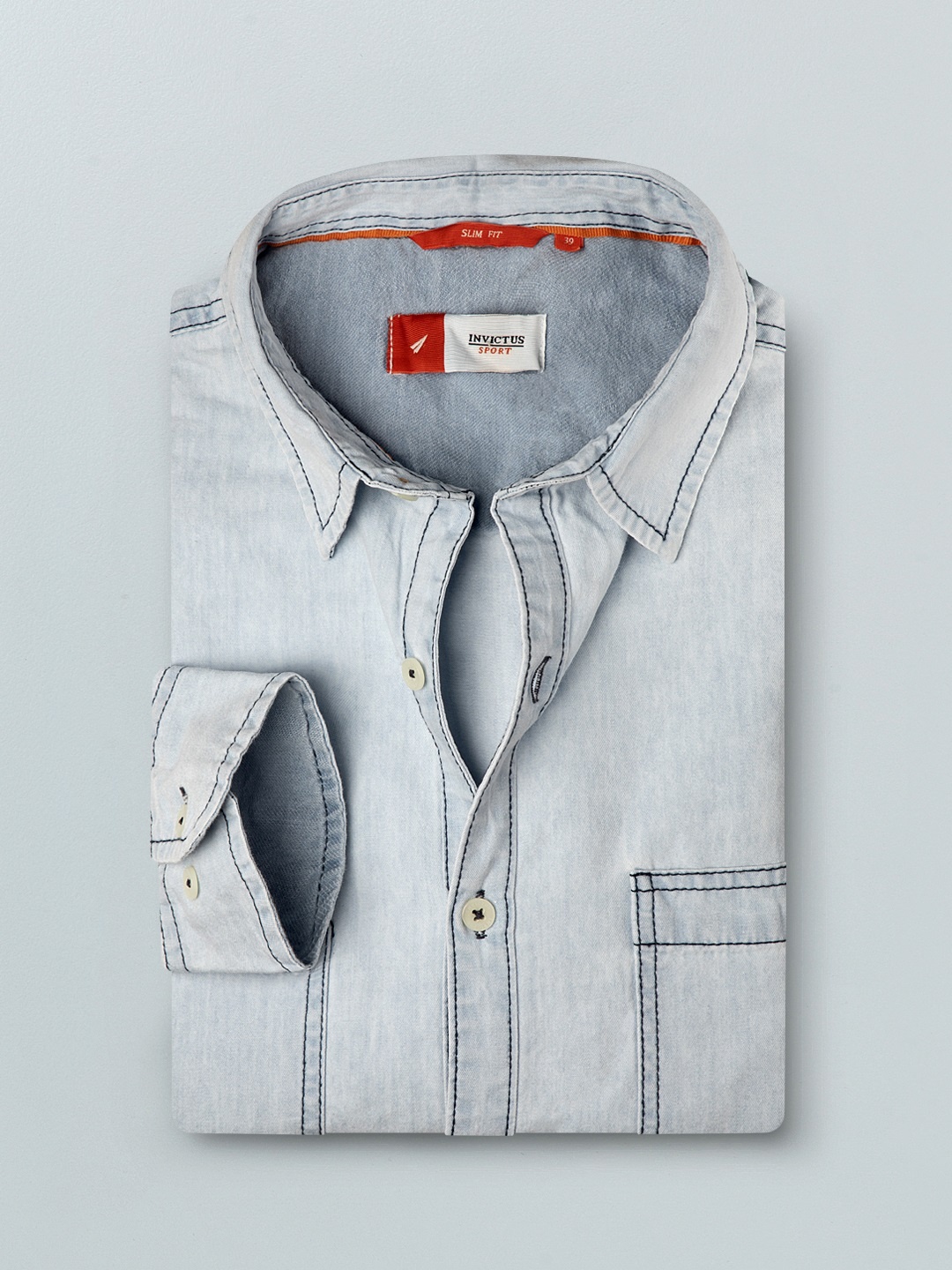 

INVICTUS Men Blue Slim Fit Faded Opaque Faded Casual Shirt