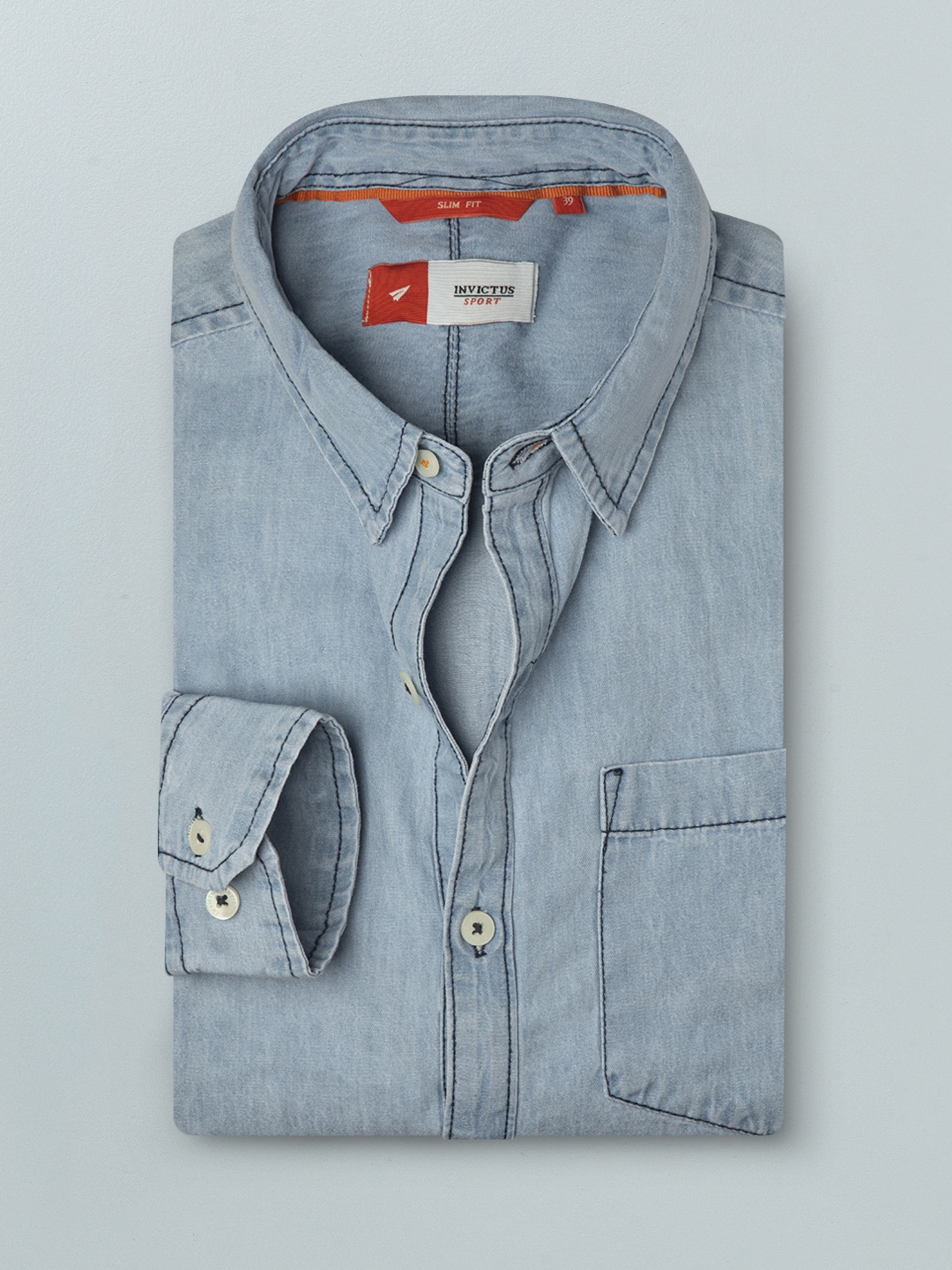 

INVICTUS Men Blue Solid Slim Fit Casual Shirt
