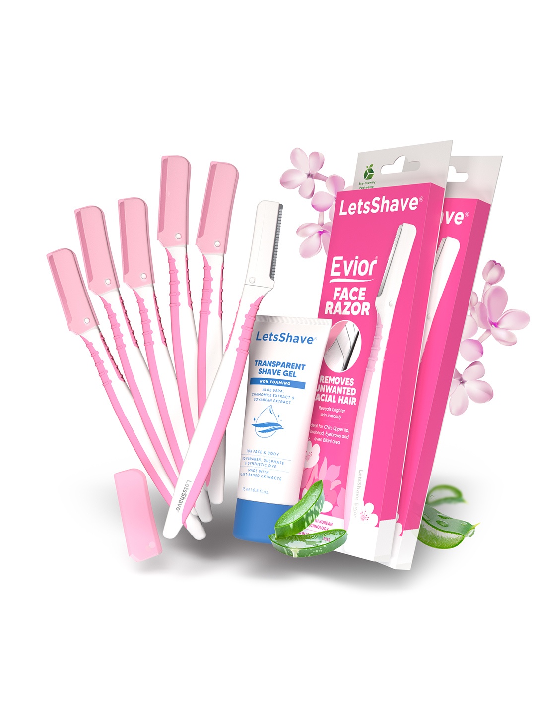 

LetsShave Women Set Of 6 Evior Face Razor, Pink