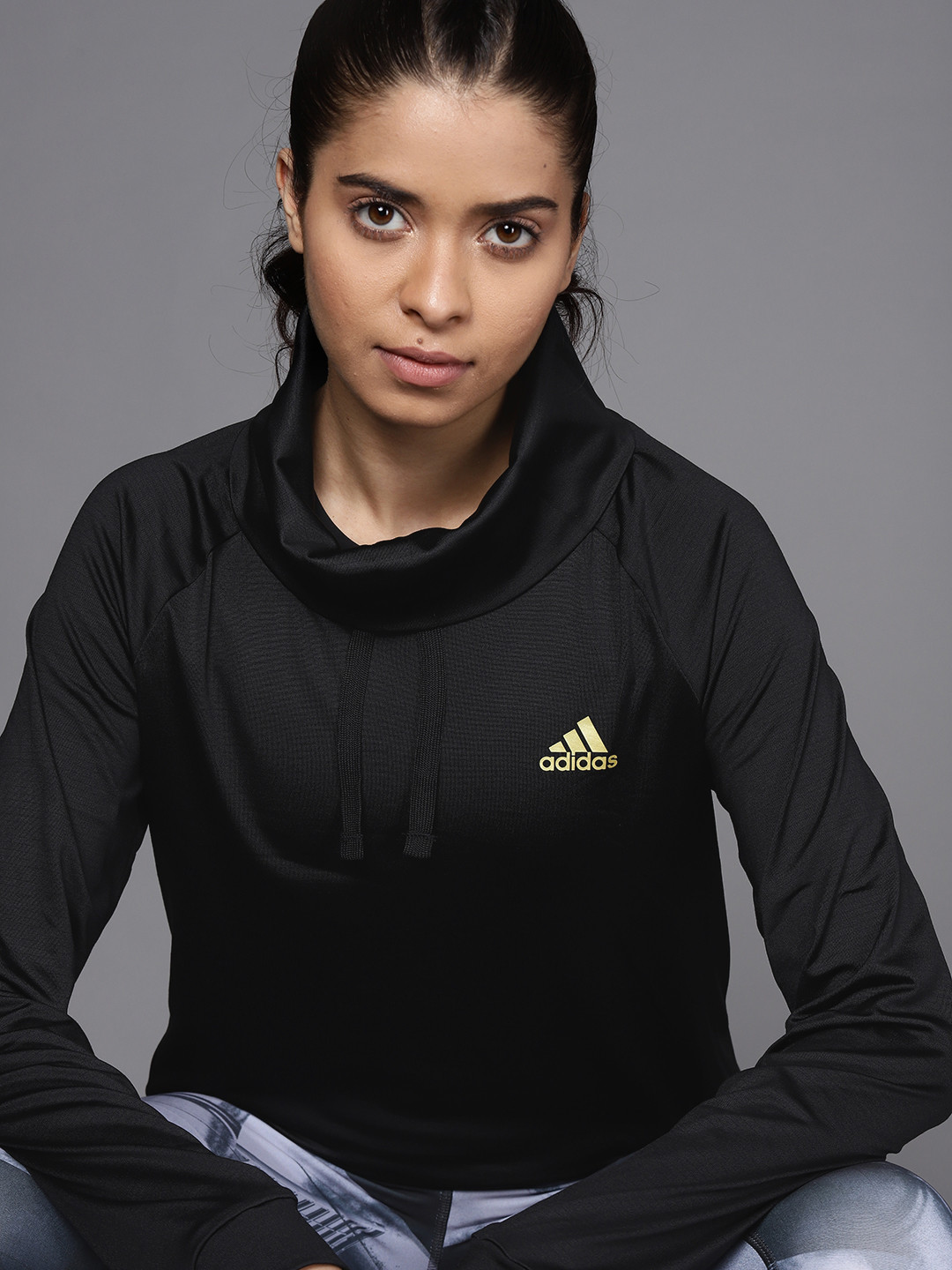 

ADIDAS Black Solid Designed To Move Sport Warm High-Collar Sustainable Sweatshirt