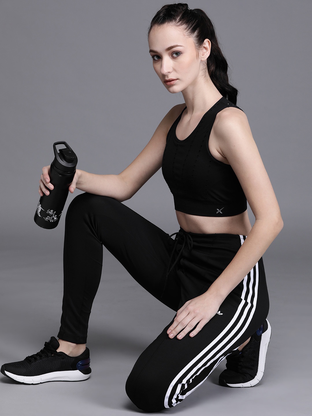 

ADIDAS Originals Women Black Solid Laced High-Waist Sustainable Track Pants