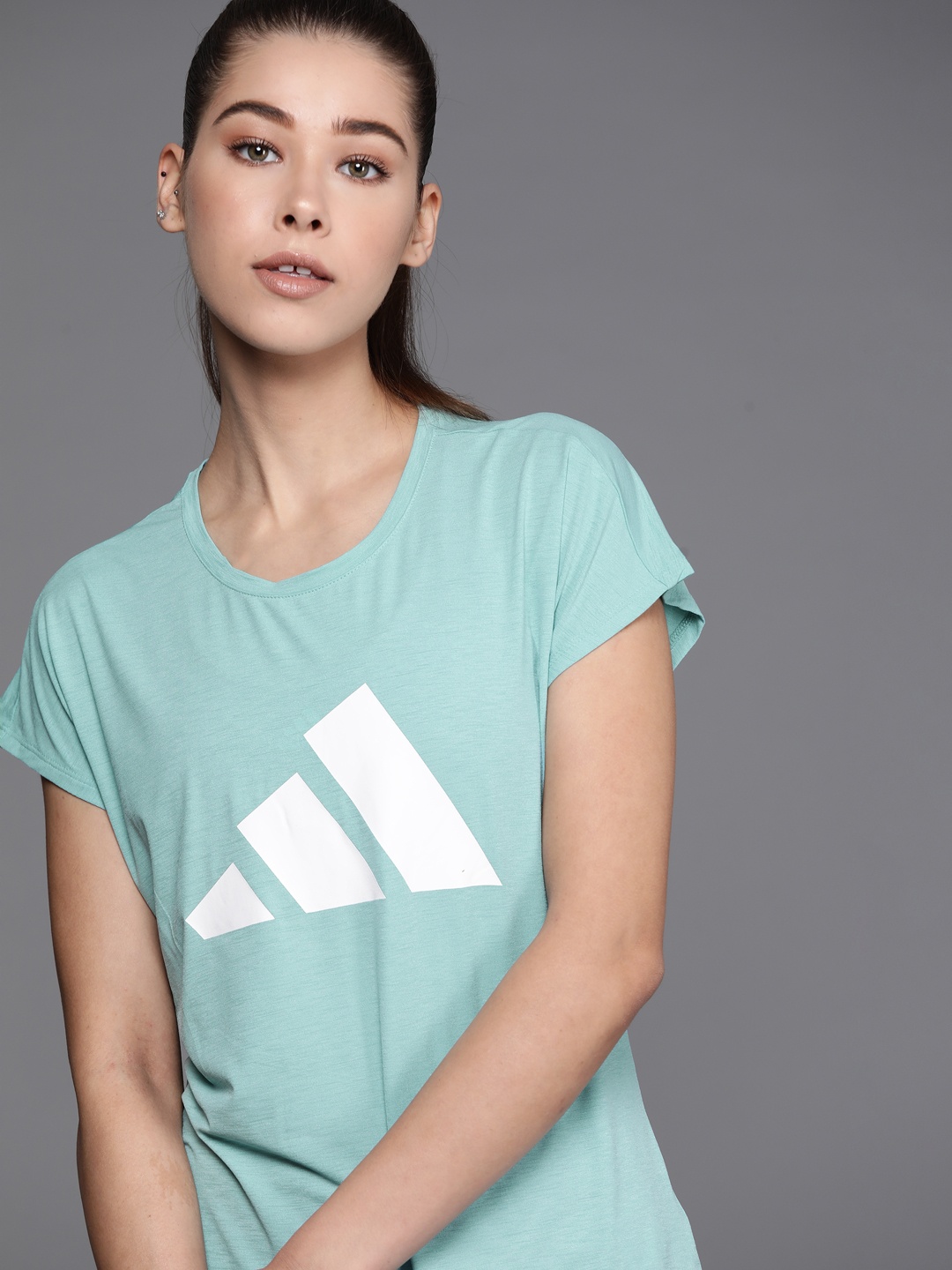 

ADIDAS Women Green & White 3-Stripes Training BOS Sustainable T-shirt