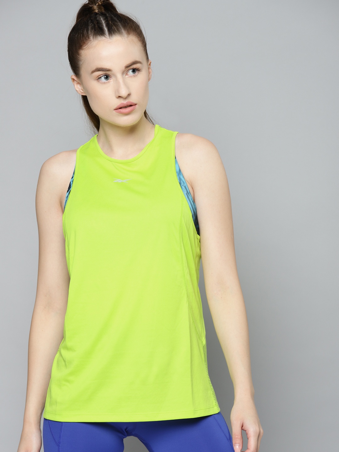 

Reebok Women Neon Green Speedwick Perforated Running Tank Top, Fluorescent green