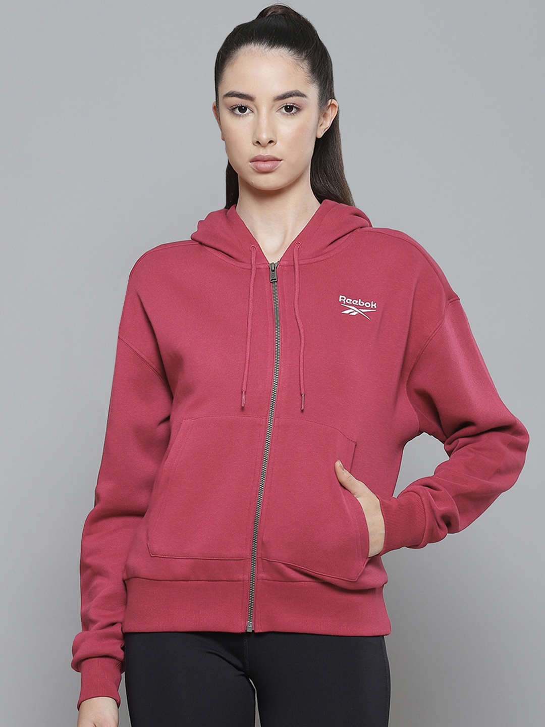 

Reebok Women Magenta RI Full Zip Hooded Sweatshirt