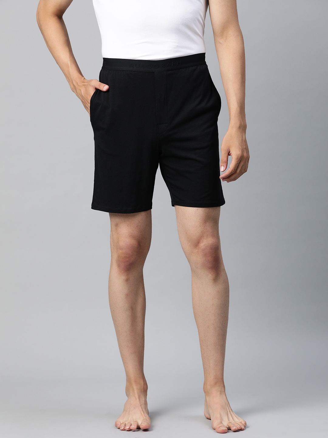 

Marks & Spencer Men Black Solid Lounge Shorts