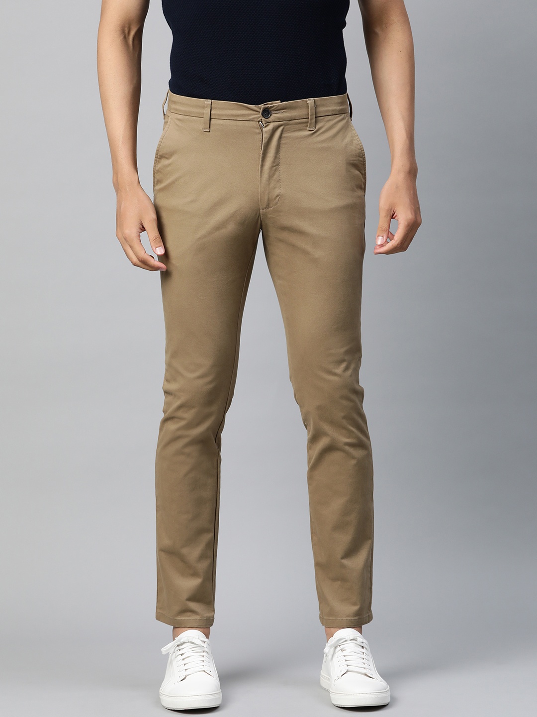 

Marks & Spencer Men Beige Slim Fit Trousers