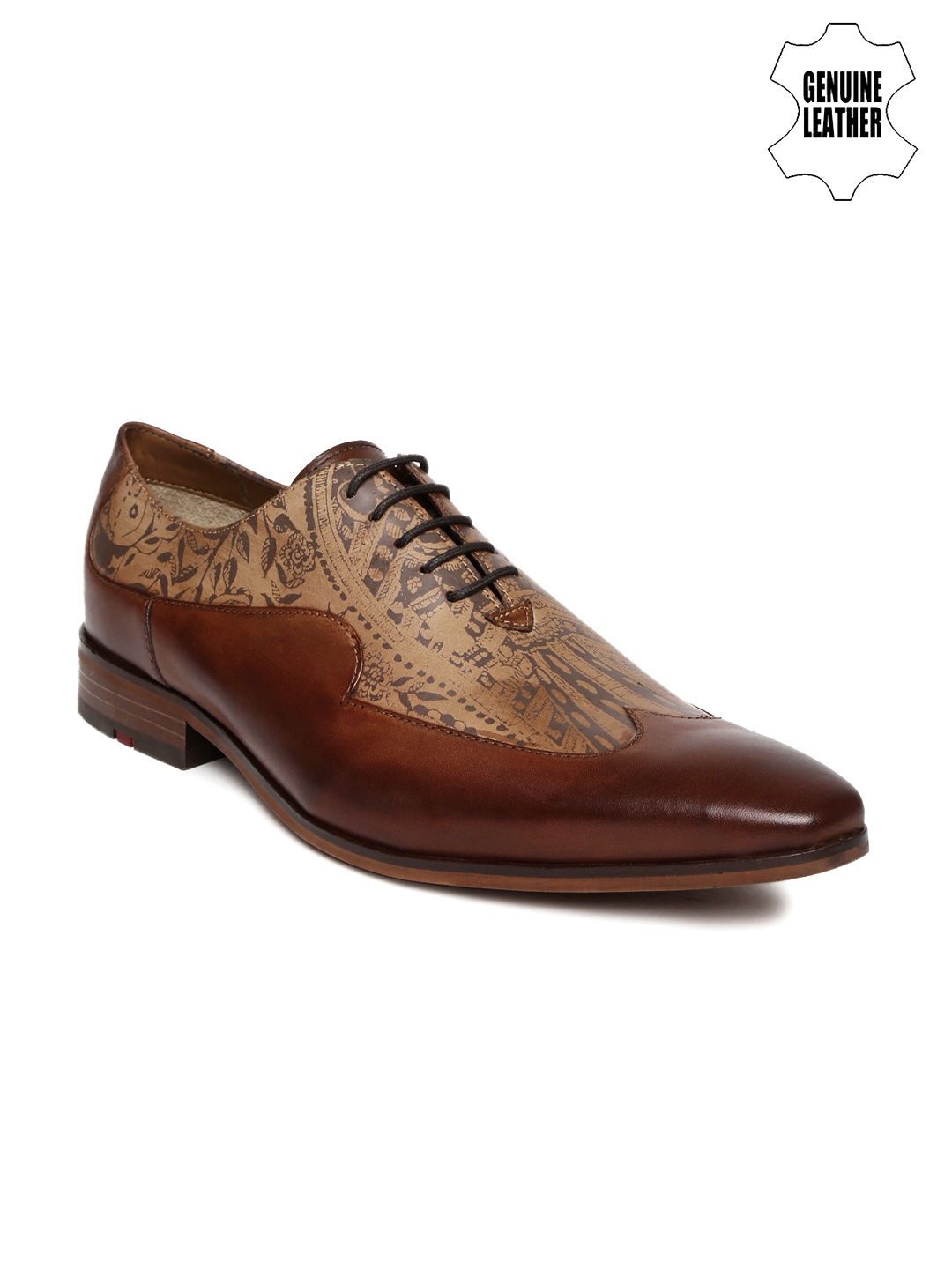 

Ruosh Men Tan Brown Printed Genuine Leather Semiformal Shoes