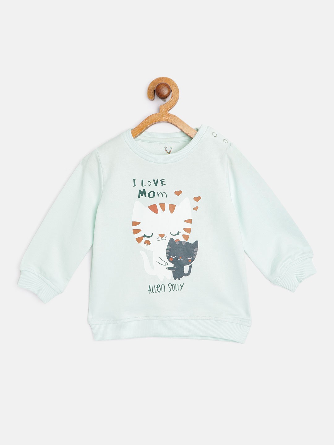 

Allen Solly Junior Girls Mint Green & White Pure Cotton Cat Print Sweatshirt