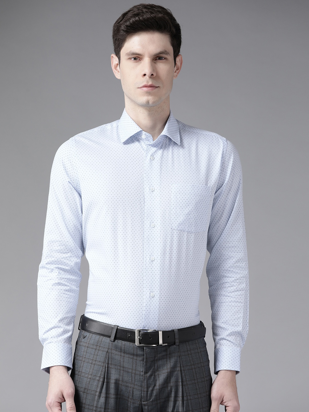 

Blackberrys Men Blue & White Slim Fit Opaque Printed Formal Shirt