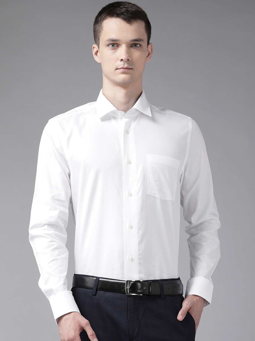 

Blackberrys Men White Solid Pure Cotton Slim Fit Formal Shirt