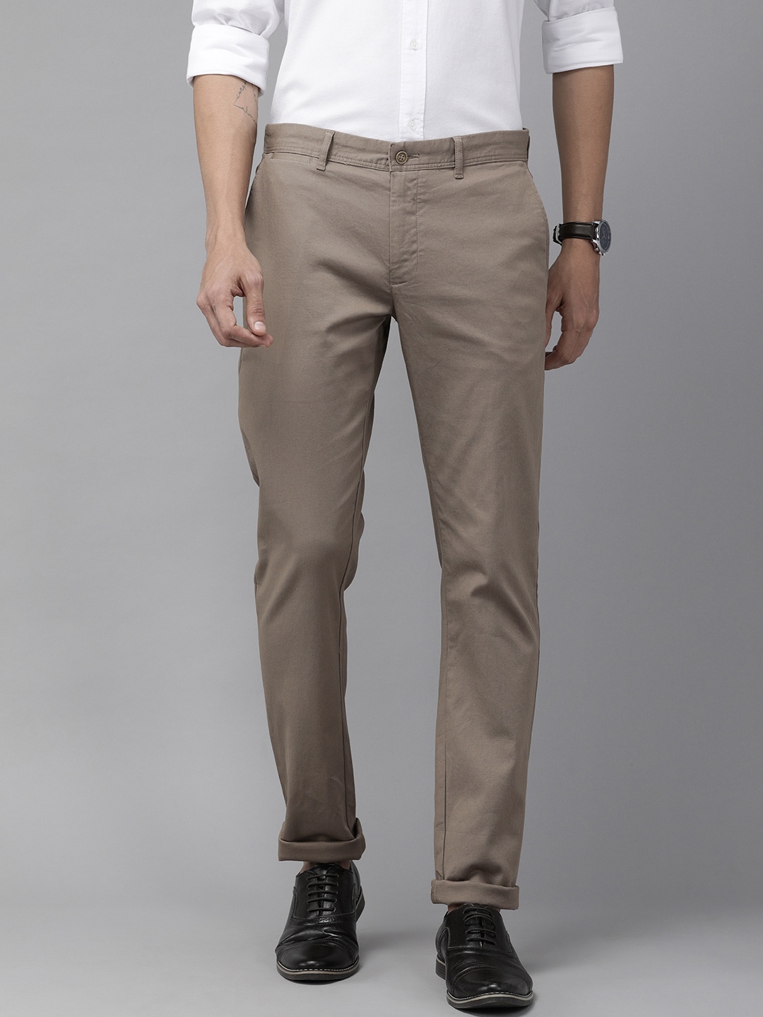 

Blackberrys Men Taupe B-95 Slim Fit Trousers