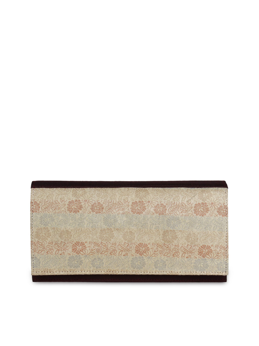 

Anekaant Beige & Maroon Jacquard Clutch