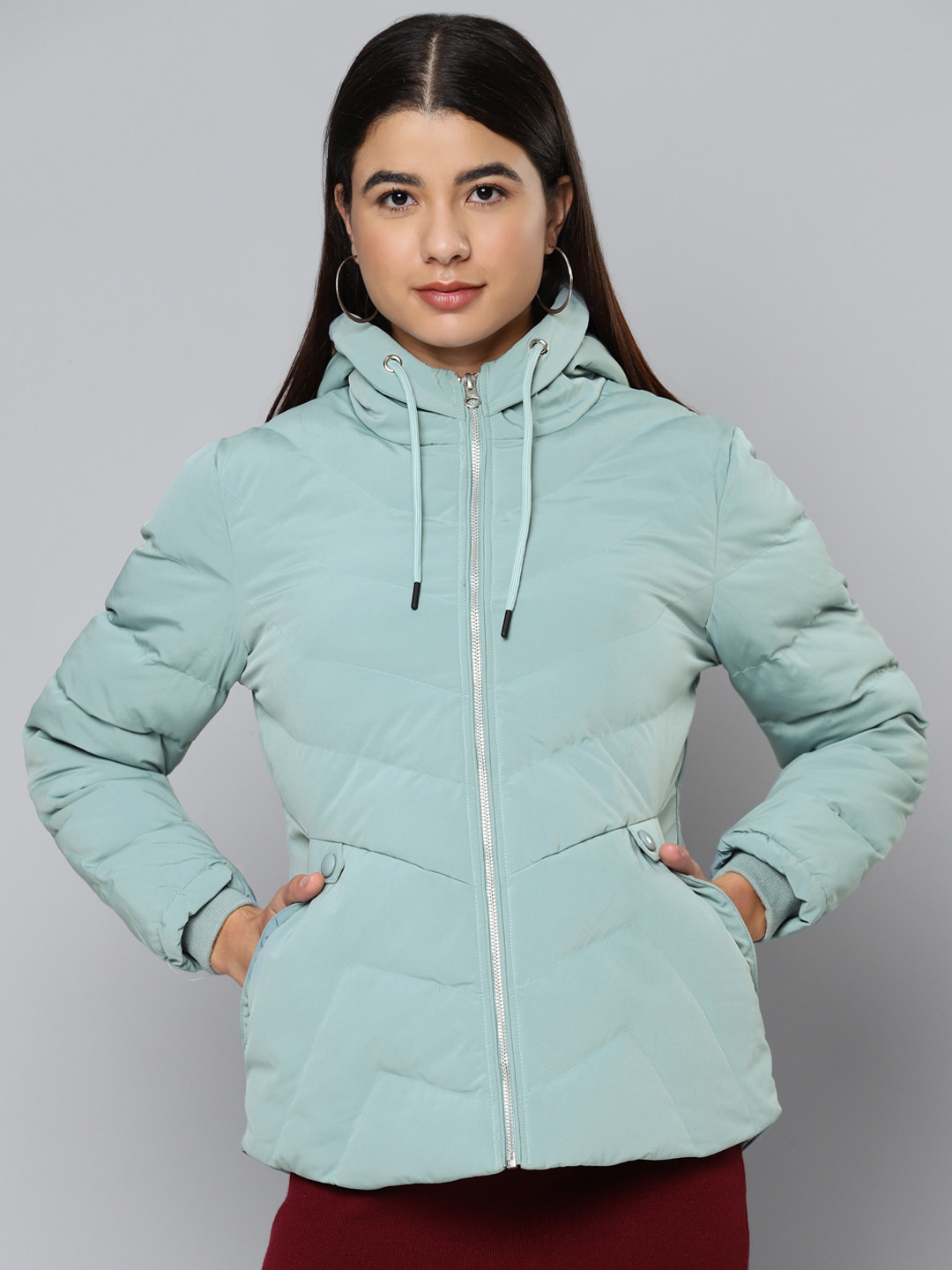 

Fort Collins Women Blue Solid Bomber Jacket