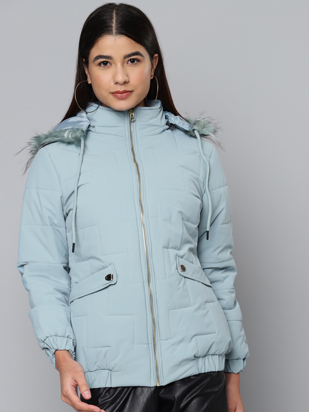 

Fort Collins Women Blue Hooded Parka Jacket