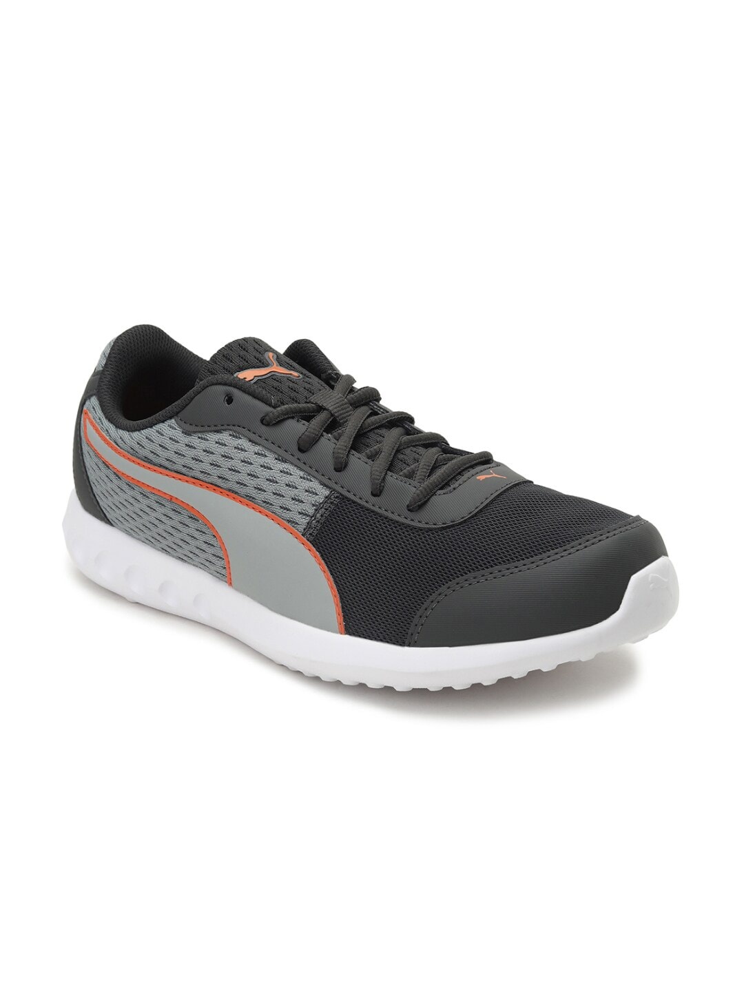 

Puma Men Grey & Black Mesh Cario Block Rubber Running Shoes