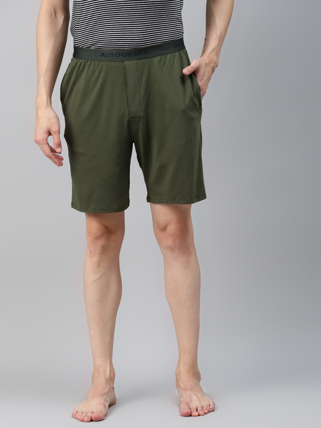

Marks & Spencer Men Olive Green Lounge Shorts
