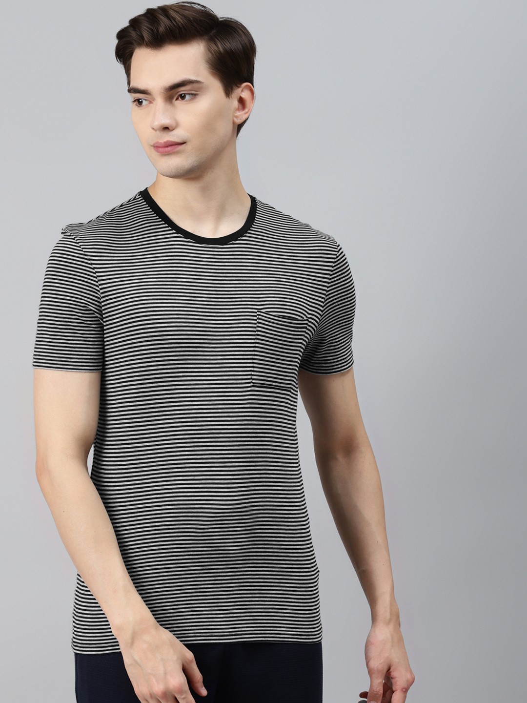 

Marks & Spencer AUTOGRAPH Men Black & White Striped Innerwear T-Shirt Vest