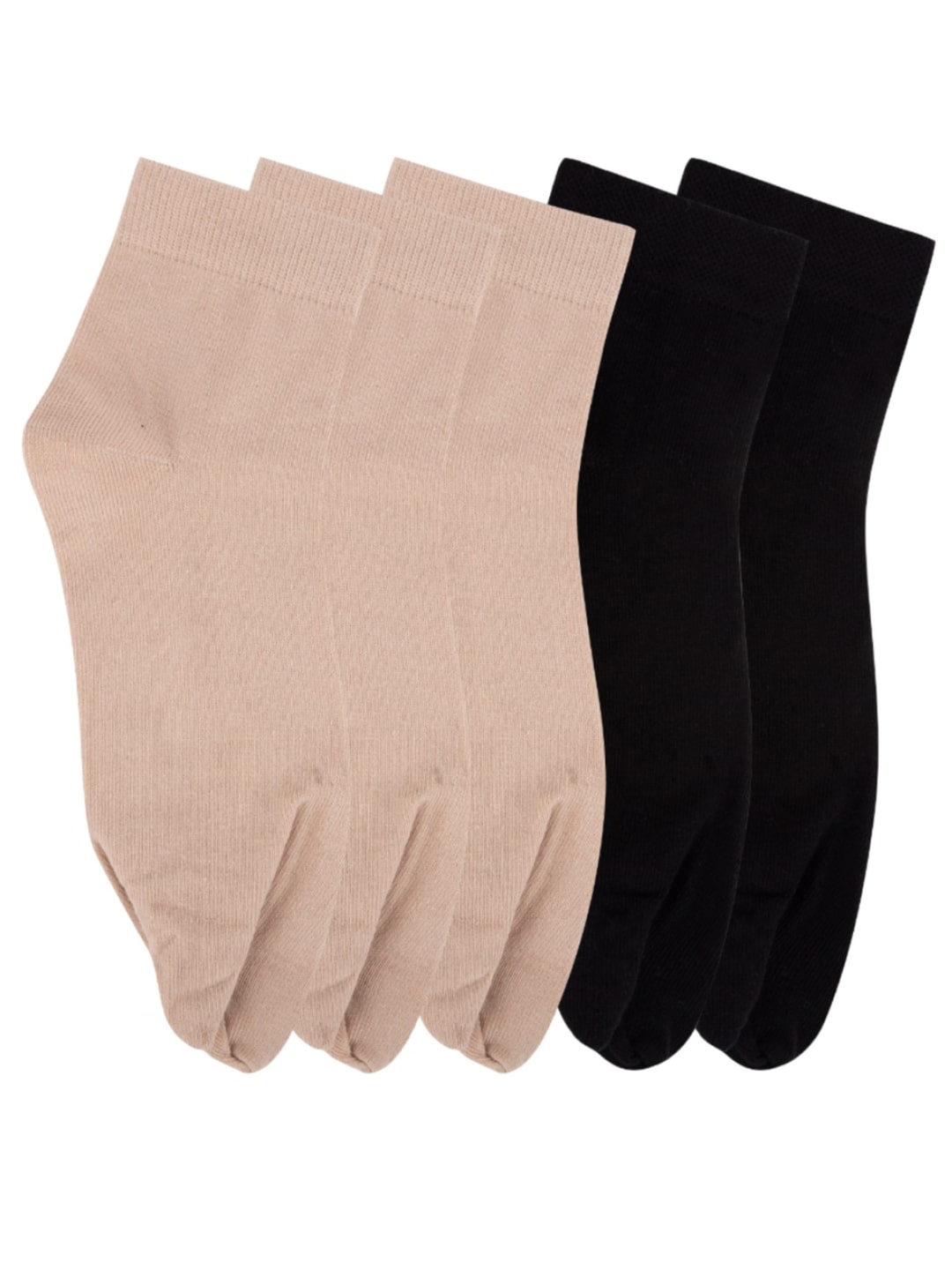 

N2S NEXT2SKIN Pack Of 5 Women Solid Ankle-Length Cotton Thumb Socks, Nude