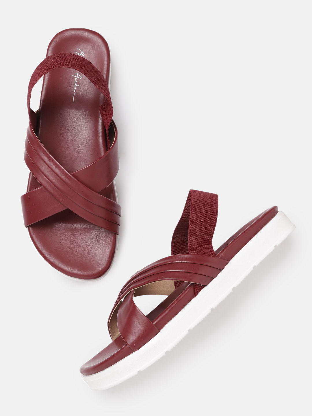 

Mast & Harbour Women Maroon Solid Open Toe Flats