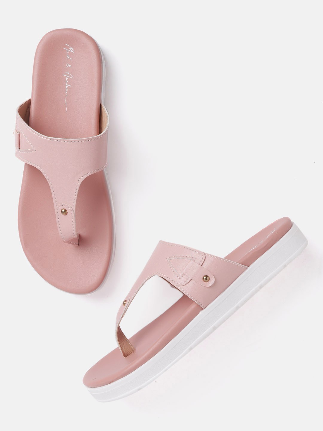 

Mast & Harbour Women Pink Solid T-Strap Flats