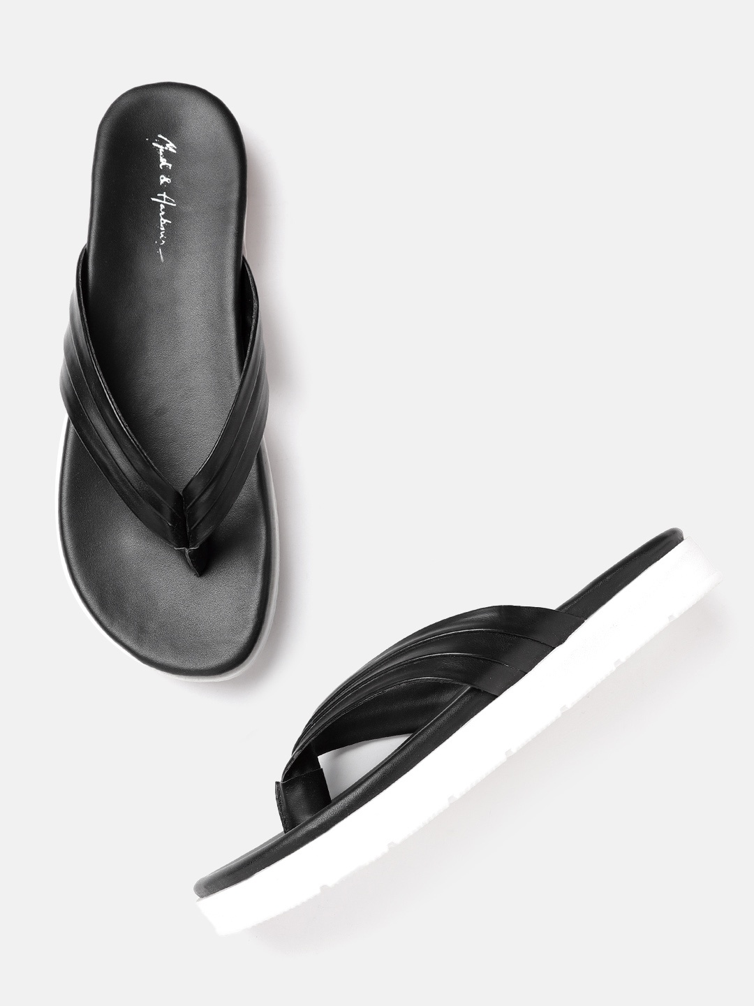 

Mast & Harbour Women Black Solid Open Toe Flats