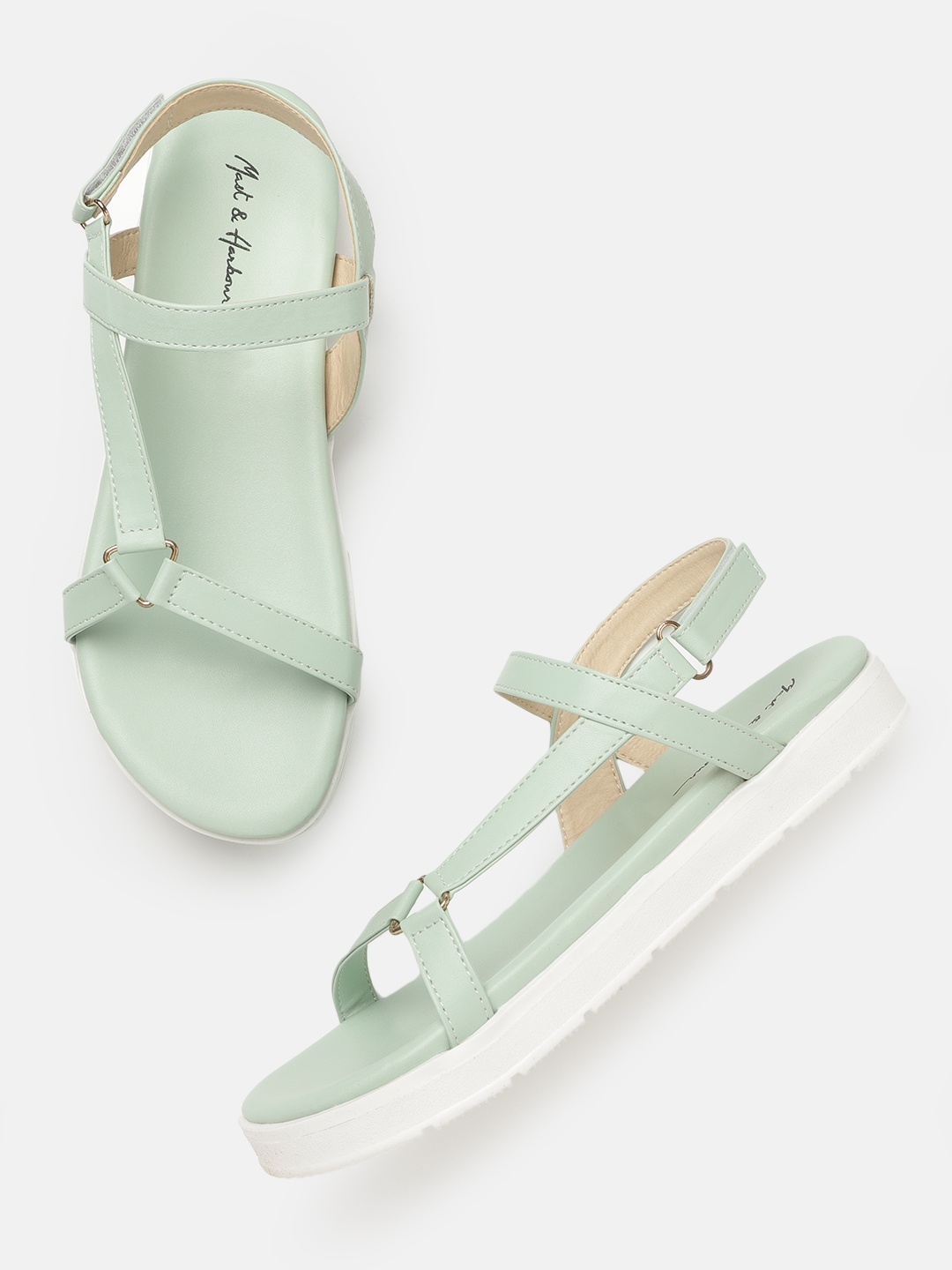 

Mast & Harbour Women Mint Green Solid Open Toe Flats