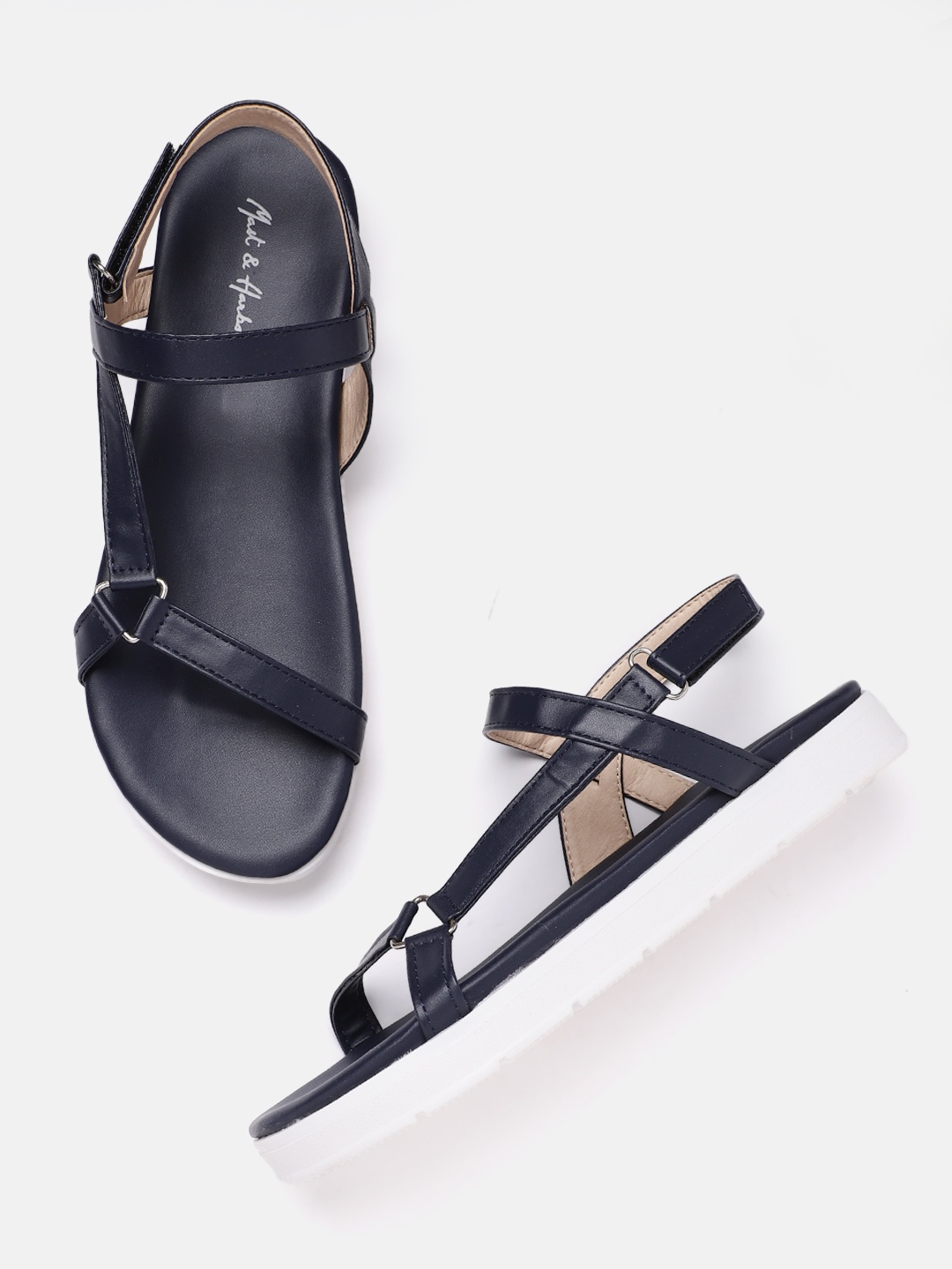 

Mast & Harbour Women Navy Blue Solid Open Toe Flats