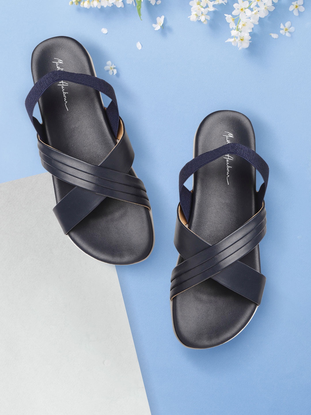 

Mast & Harbour Women Navy Blue Solid Open Toe Flats