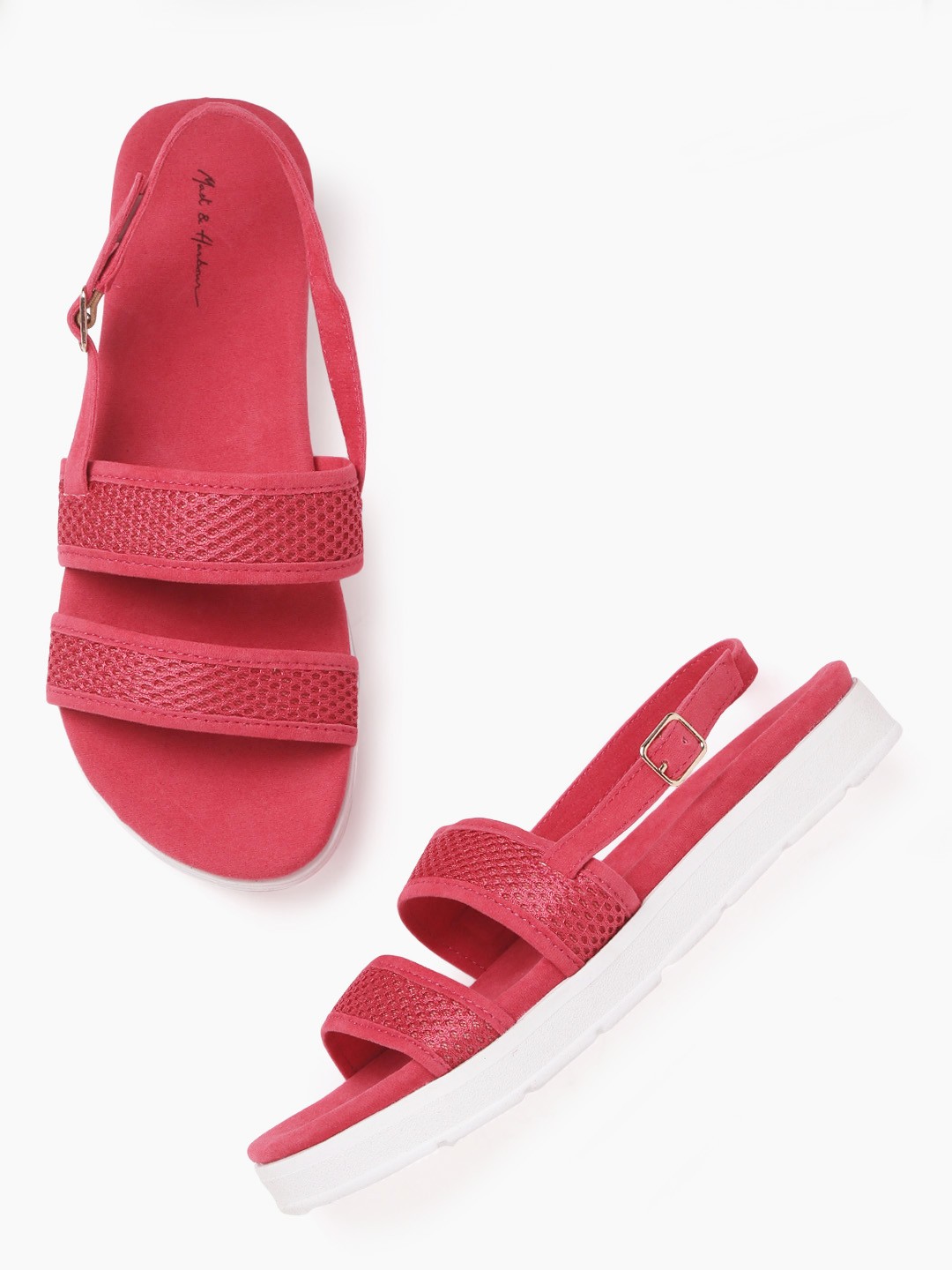 

Mast & Harbour Women Pink Woven Design Open Toe Flats