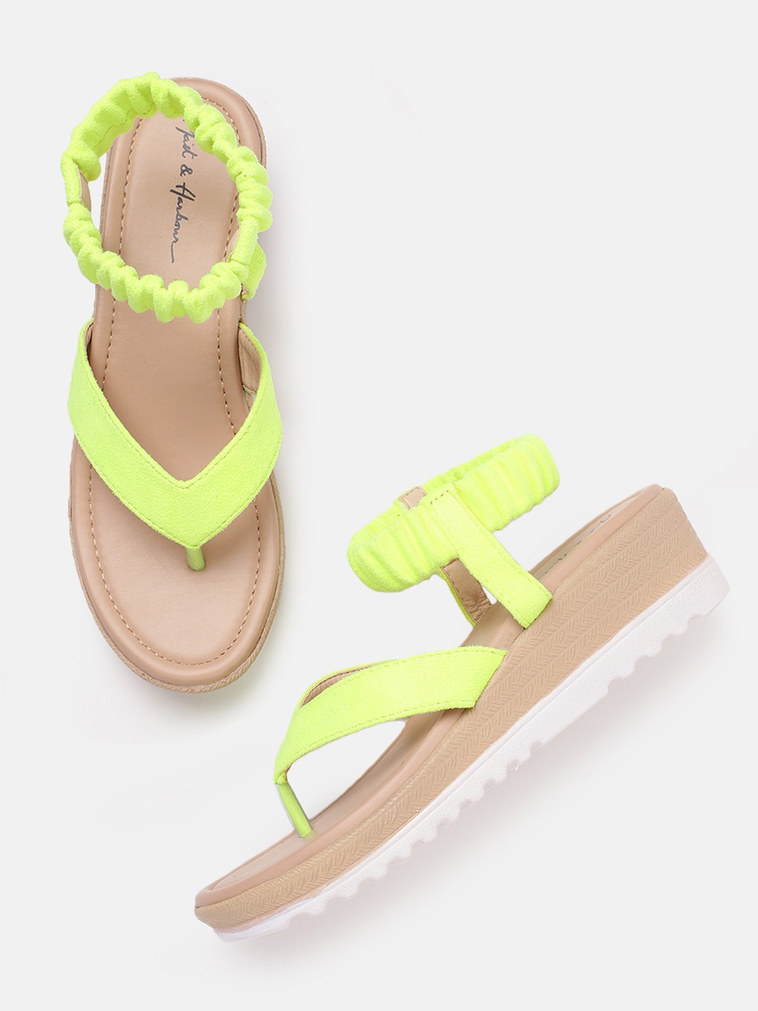 

Mast & Harbour Women Fluorescent Green Solid Wedges