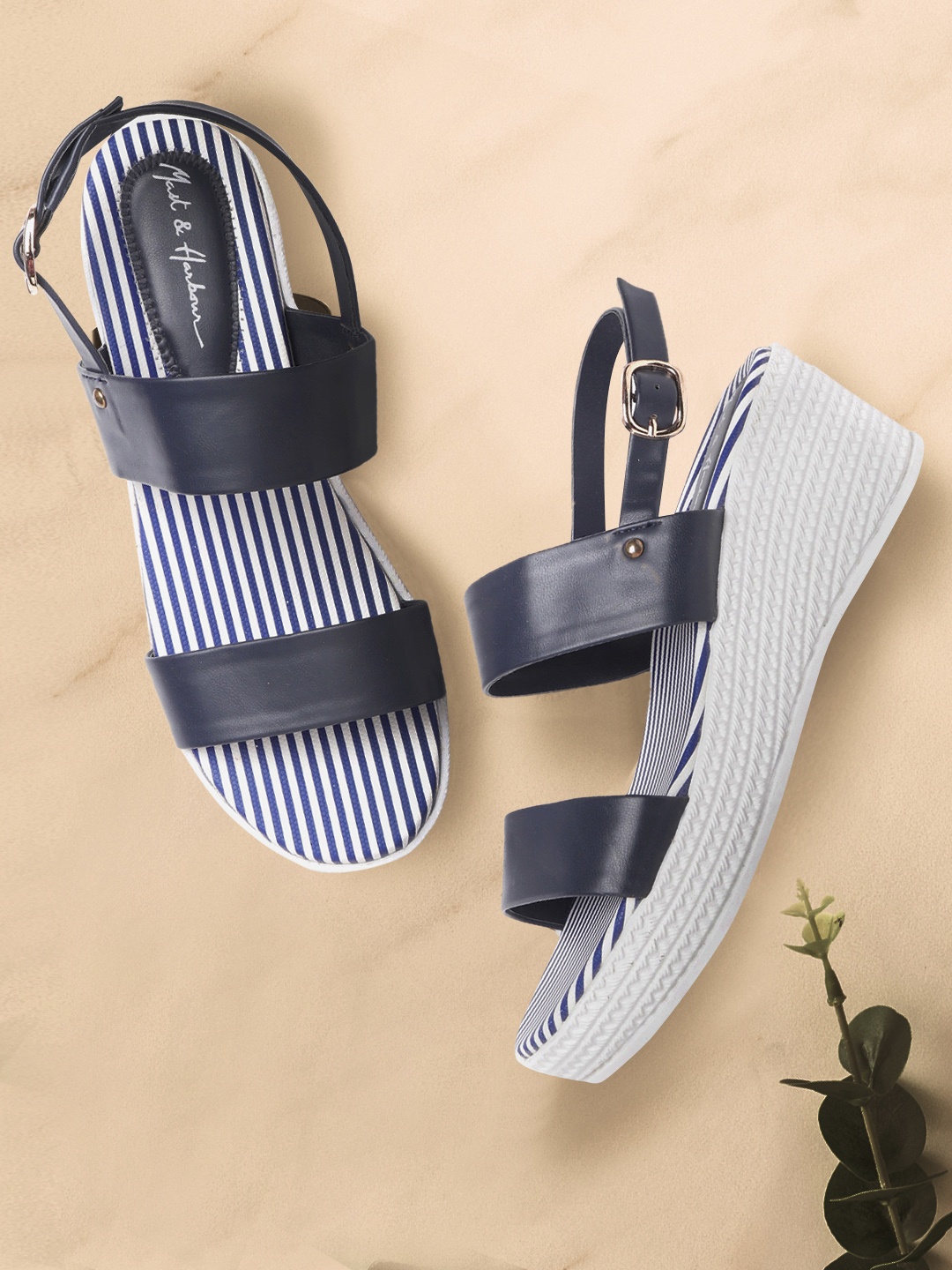 

Mast & Harbour Women Navy Blue Solid Wedges