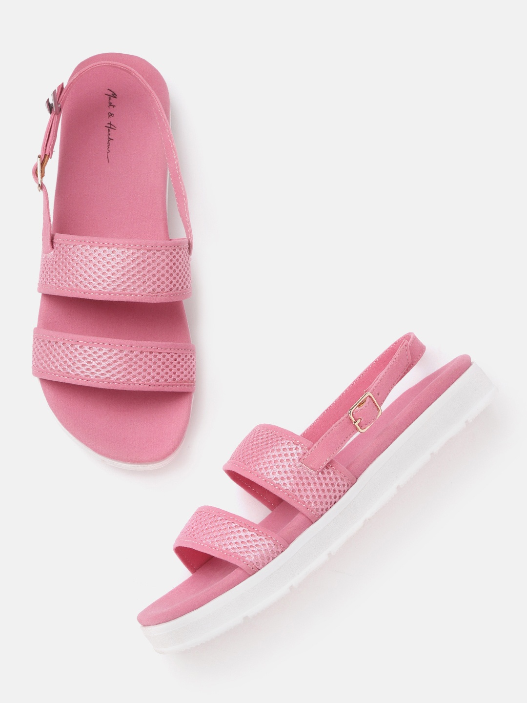 

Mast & Harbour Women Pink Woven Design Open Toe Flats