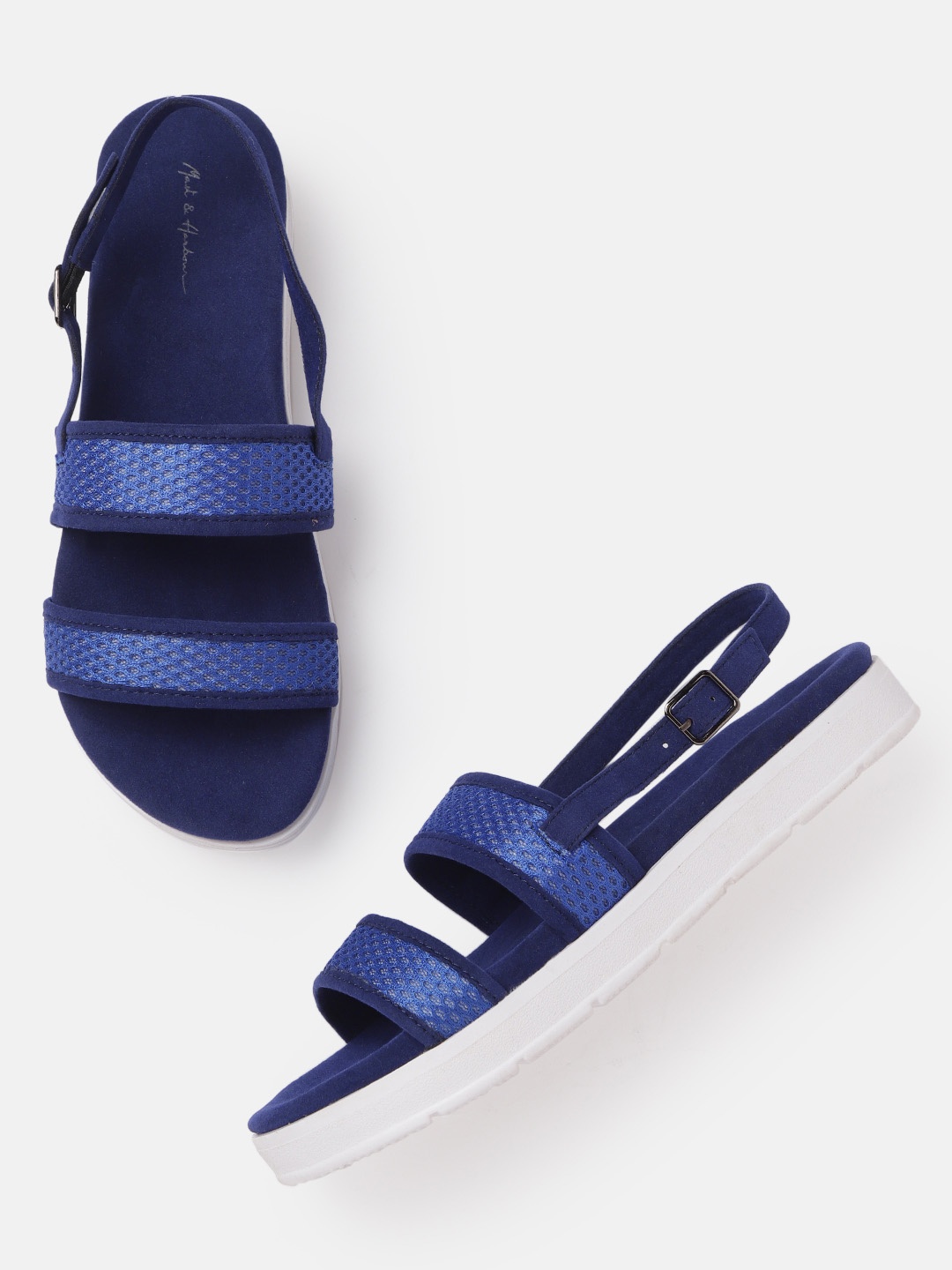 

Mast & Harbour Women Blue Woven Design Open Toe Flats