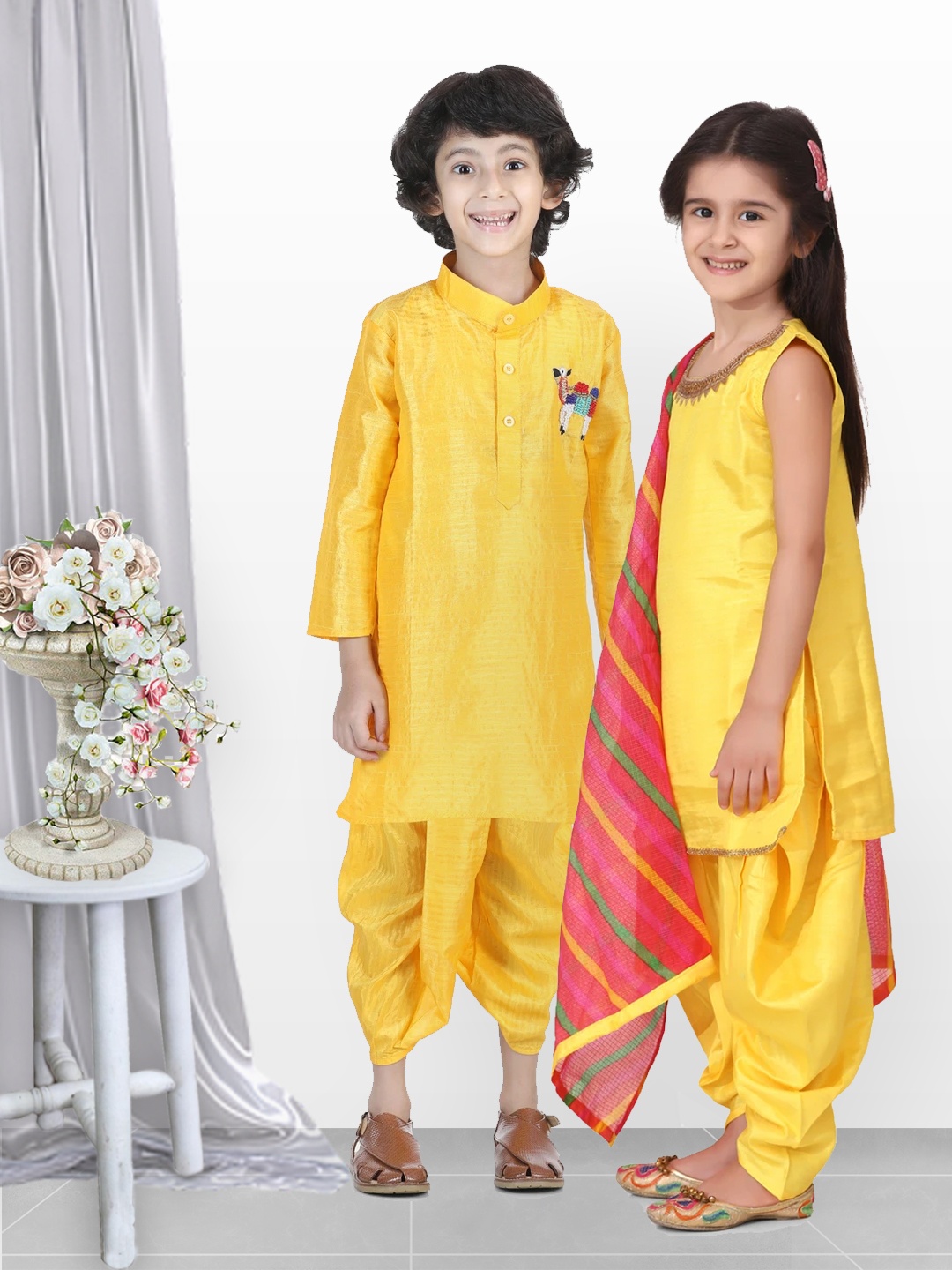 

BownBee Boys Yellow Kurta with Dhoti Pants