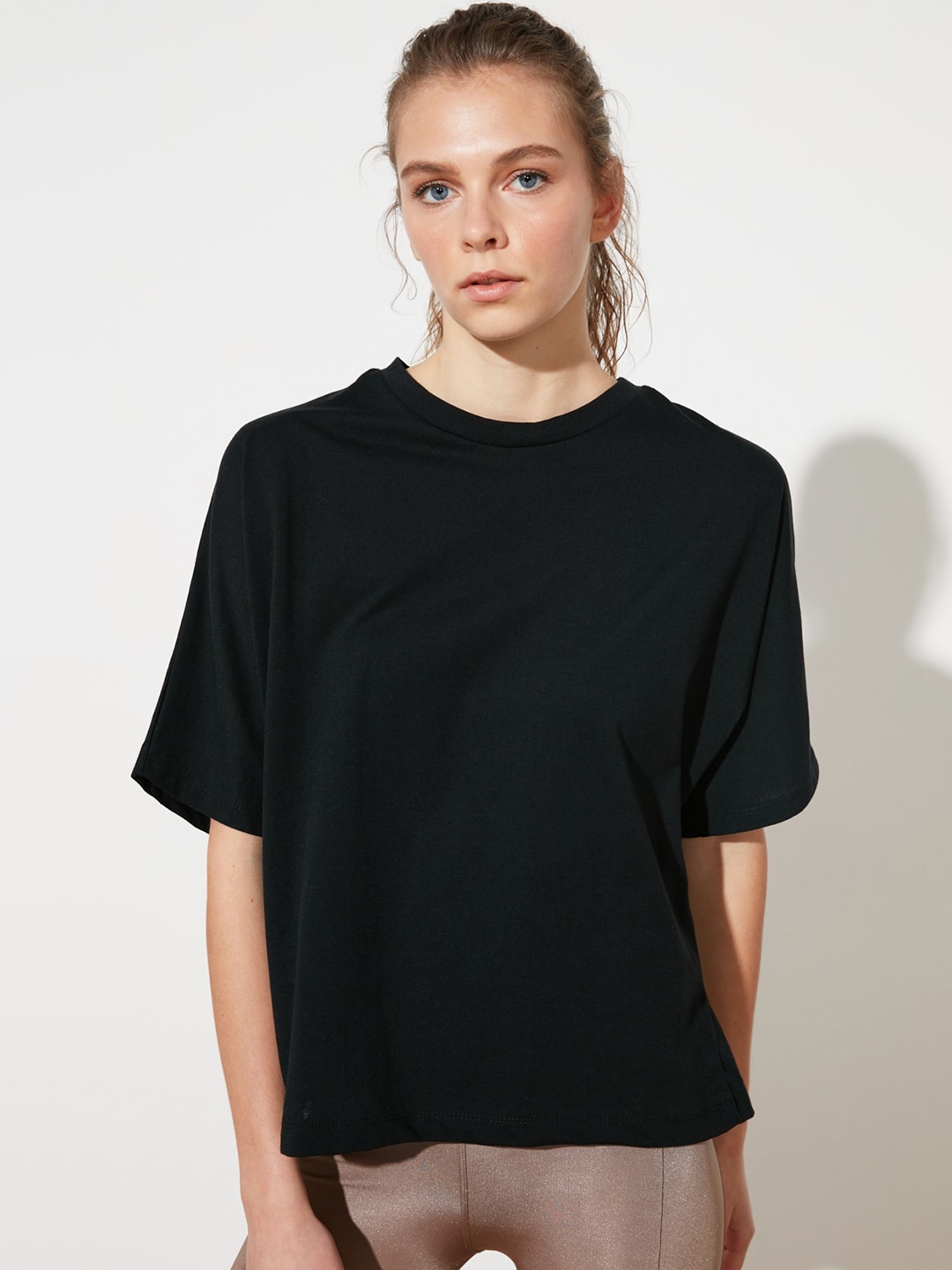 

Trendyol Black Solid Styled Back Top