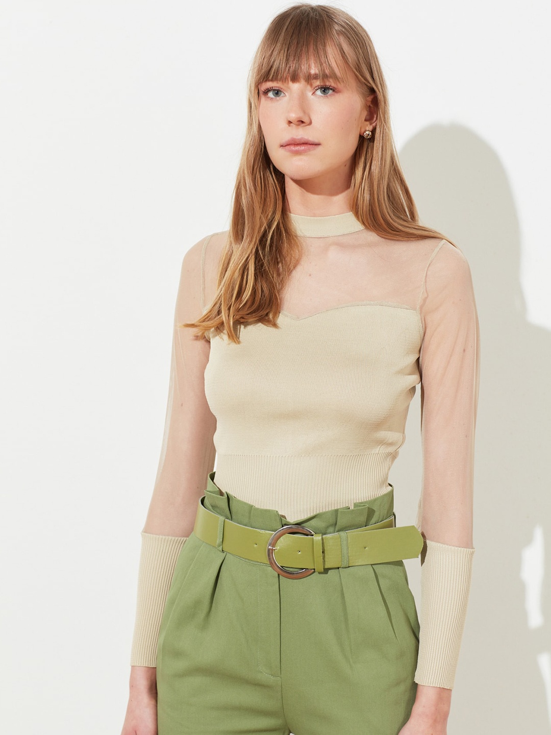 

Trendyol Women Beige Solid Pullover