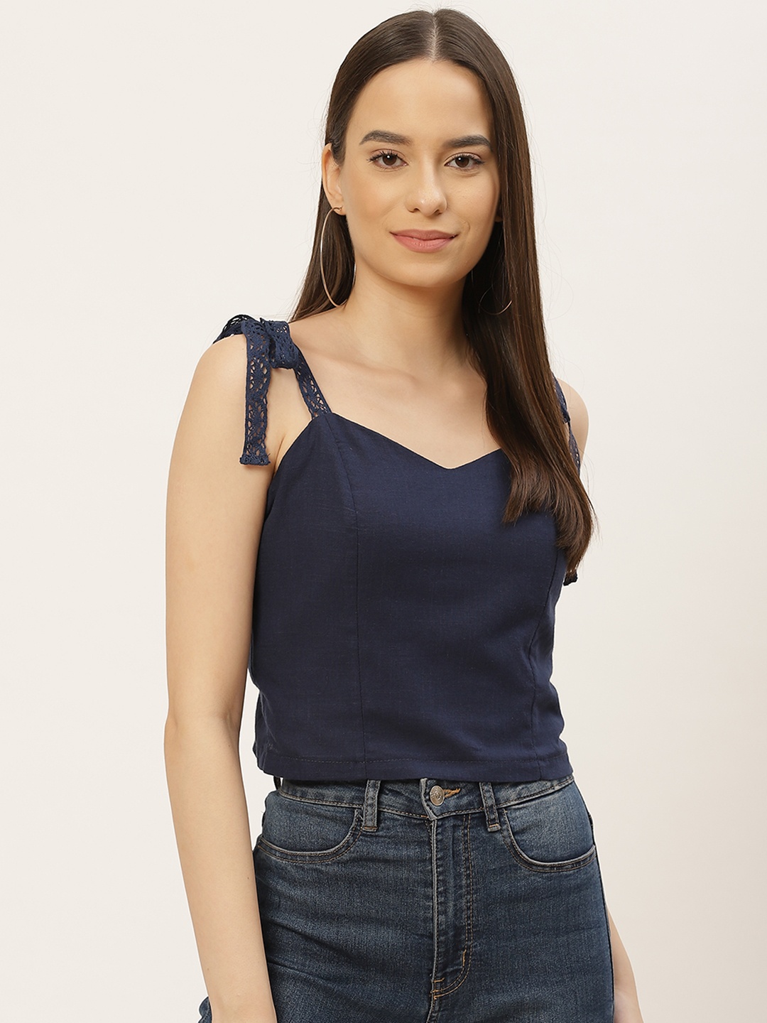 

Trendyol Navy Blue Pure Cotton Regular Top