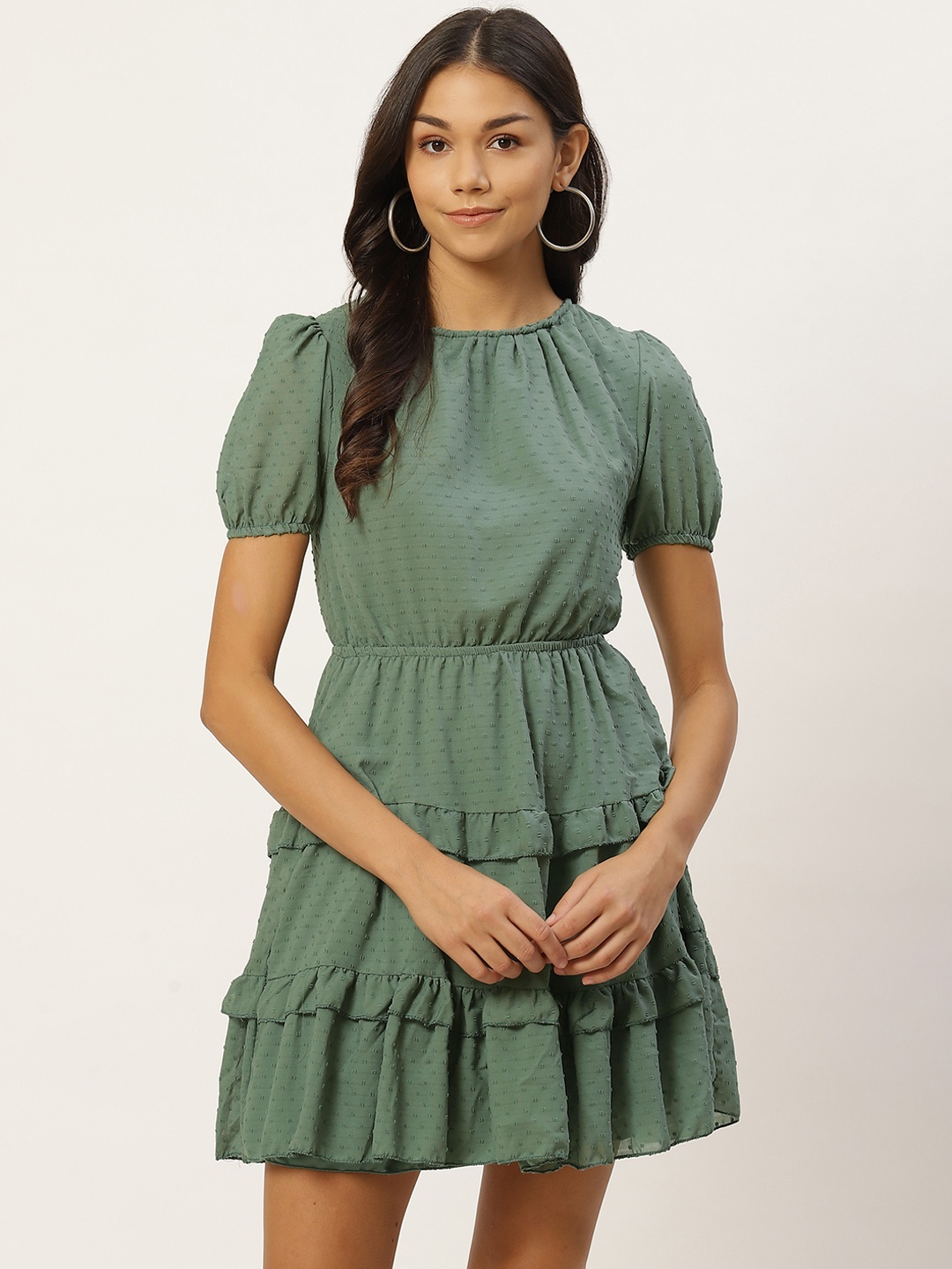 

Trendyol Green Dobby Woven Design A-Line Dress