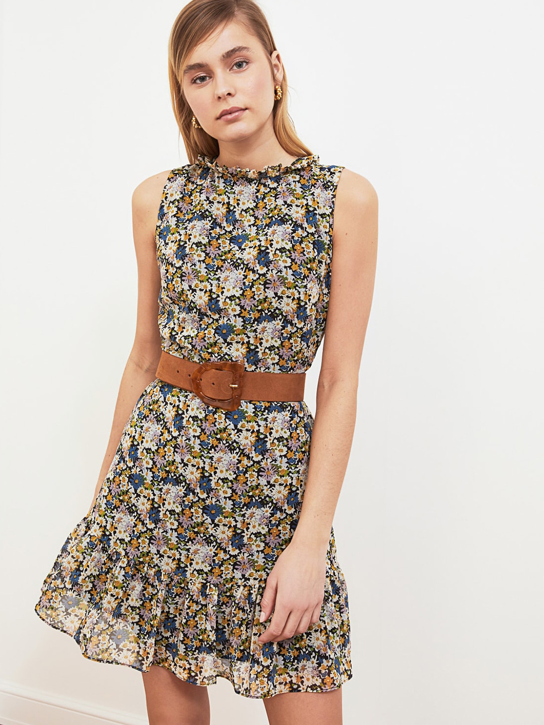

Trendyol Multicoloured Floral Print Gathered A-Line Dress, Multi