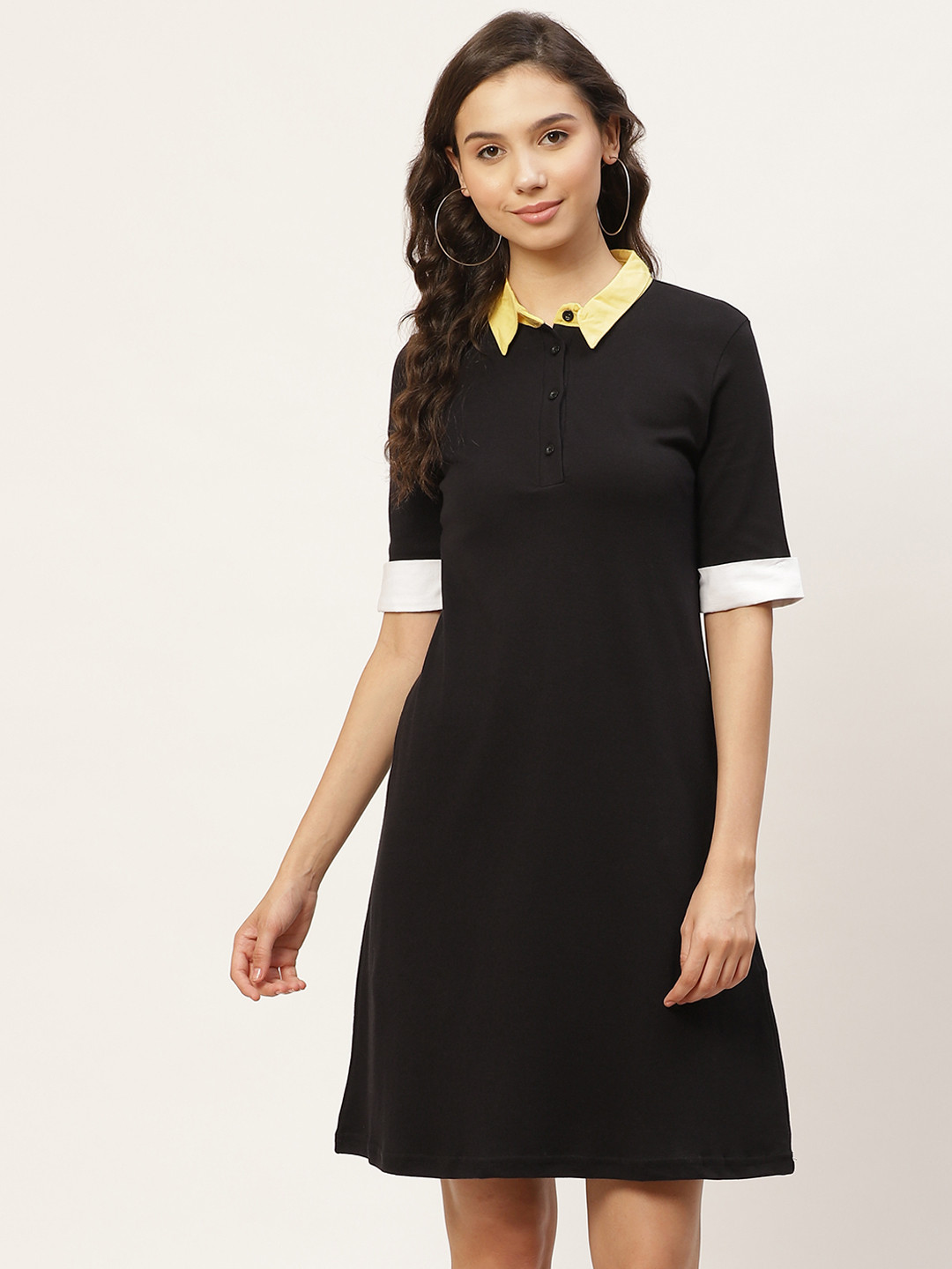 

Trendyol Solid Cotton T-shirt Dress, Black