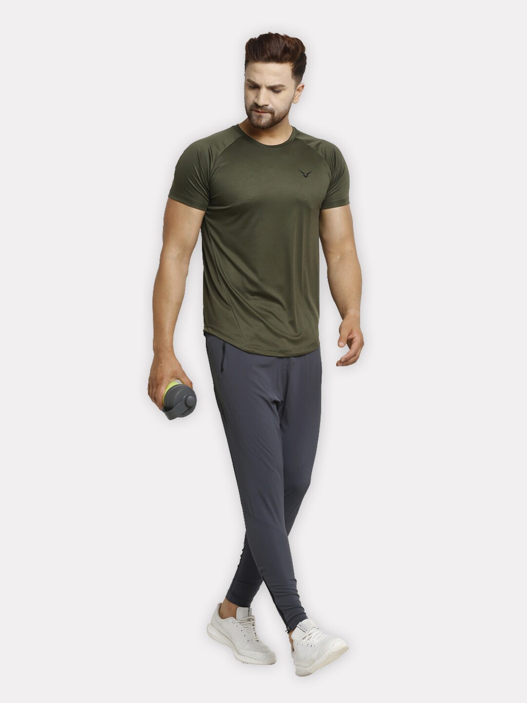 

Invincible Men Scoop Round Neck Tee, Olive