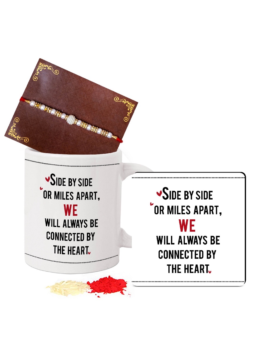 

TIED RIBBONS Multicolored Rakhi with Printed Mug & Coaster Combo, Multi