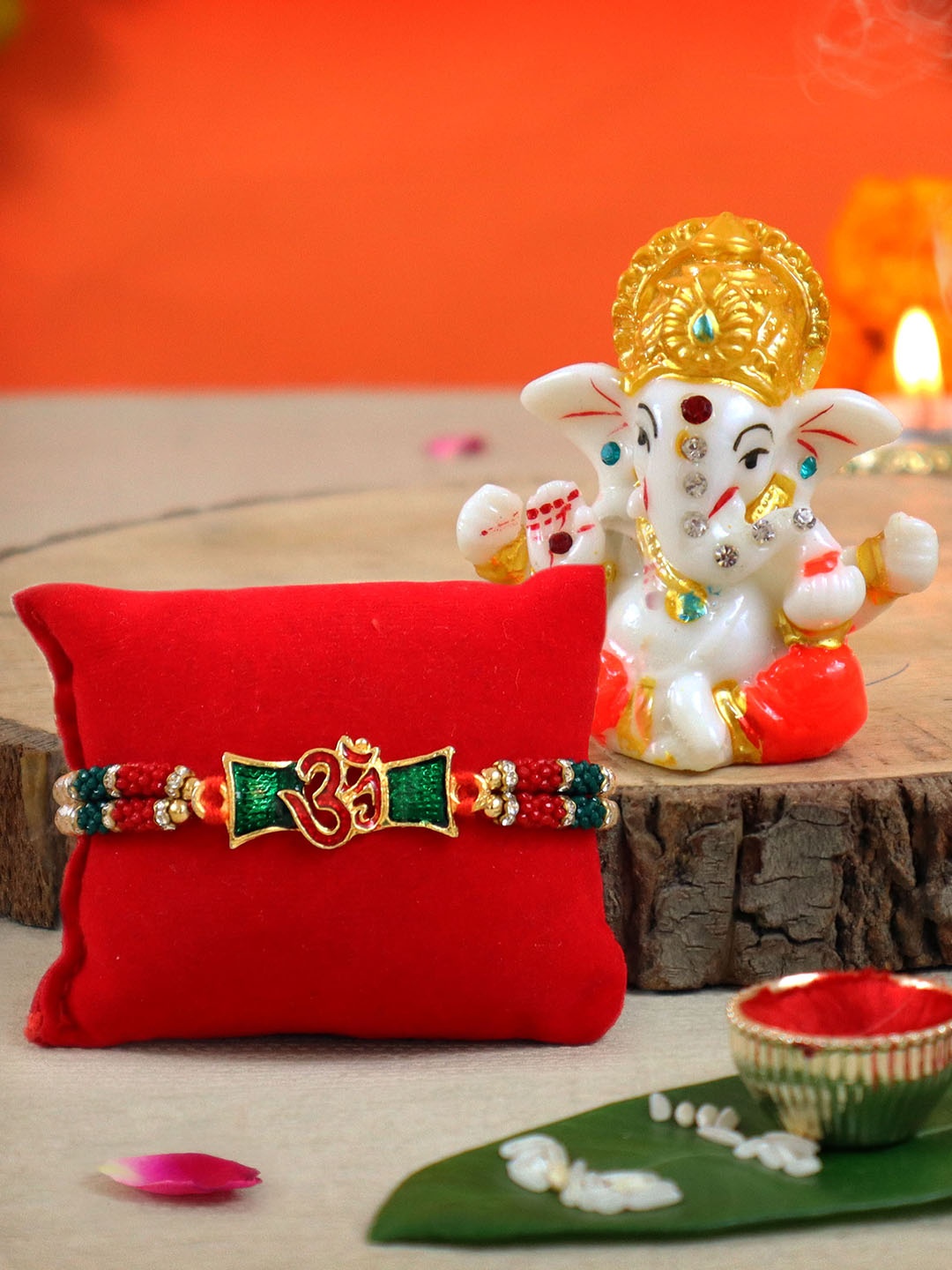

TIED RIBBONS Multicolored Rakhi with Mini Ganesha Idol Combo Gift Set, Multi
